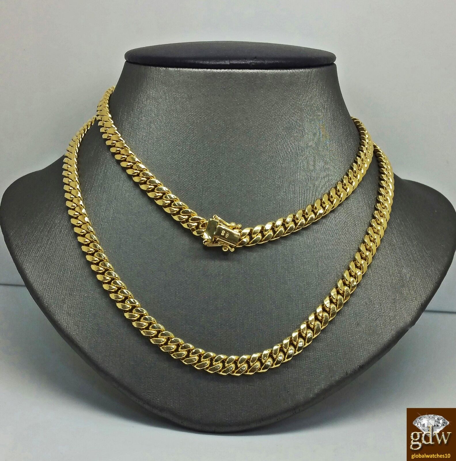 Real 14k Gold Chain 7mm Miami Cuban Link Chain 22" inch Box Lock Gold For Men's
