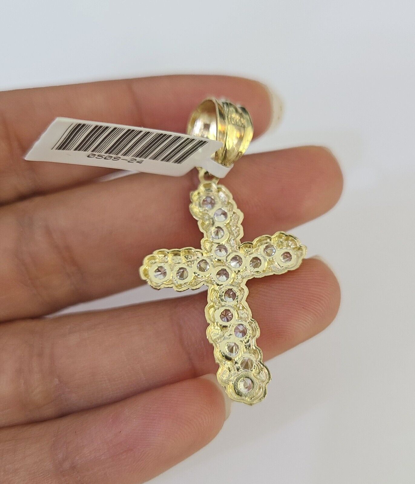 10K Gold Miami Cuban Chain Jesus Cross 18"-28" 3mm Pendant Necklace SET Charm