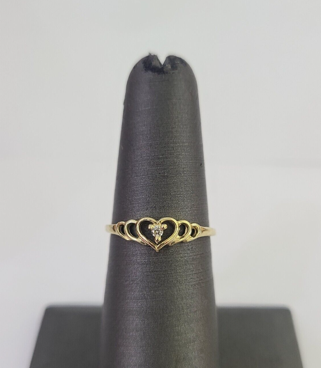 Real 10k Yellow Gold Hearts Ring Wedding Engagement Casual 10Kt Genuine All Sizes