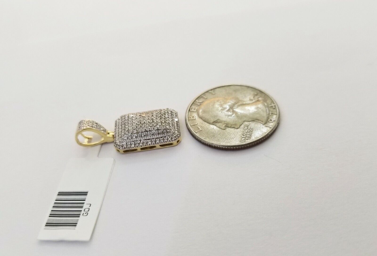 10K Yellow Gold 0.51CT Real Diamond Pillow Charm With 3mm 24" gold rope chain