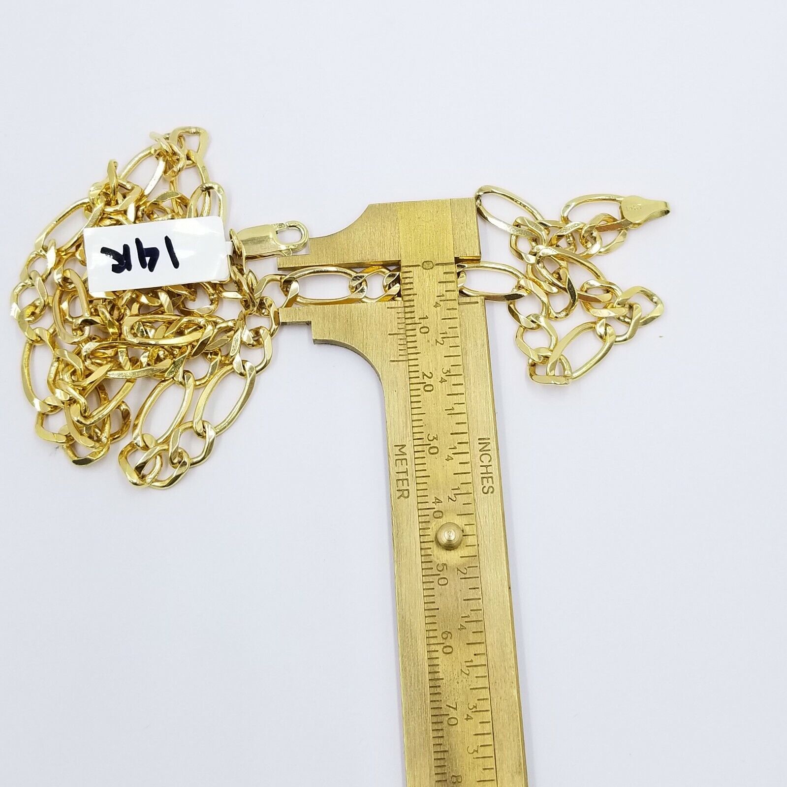 SOLID 14KT Figaro Link Chain Yellow Gold Necklace REAL Heavy 7mm 20" 22" 24" 26"
