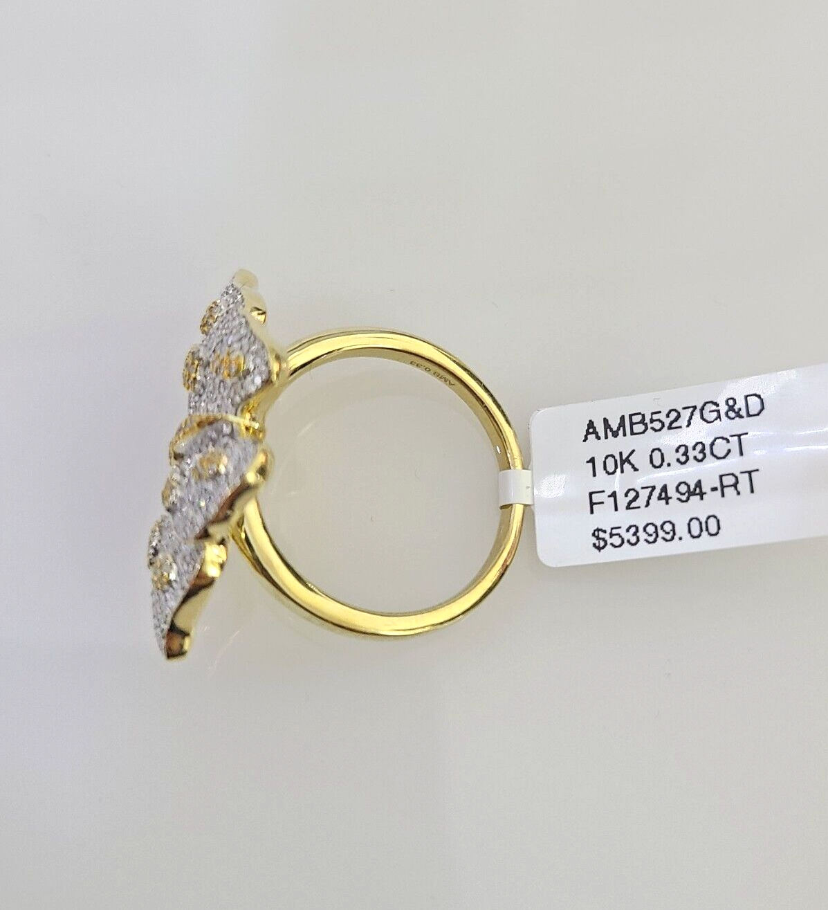 Real 10k Butterfly Diamond Ladies Ring Women Casual 10Kt Yellow Gold All Sizes