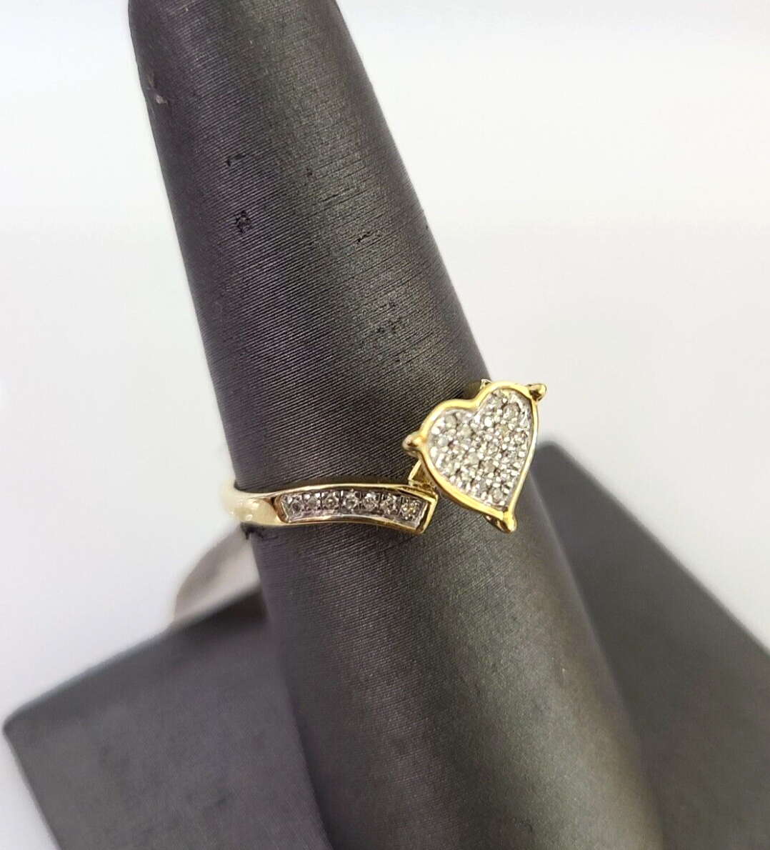 Real 10k Hearts Diamond Ladies Ring Women Casual 10Kt Yellow Gold All Sizes