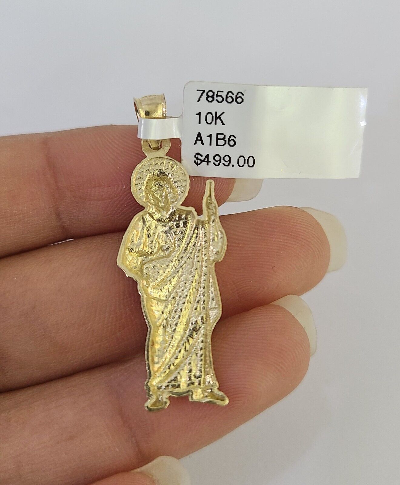 10k Solid Gold Cuban Curb Chain Saint Jude Pendant 2mm 18"-24" SET Necklace