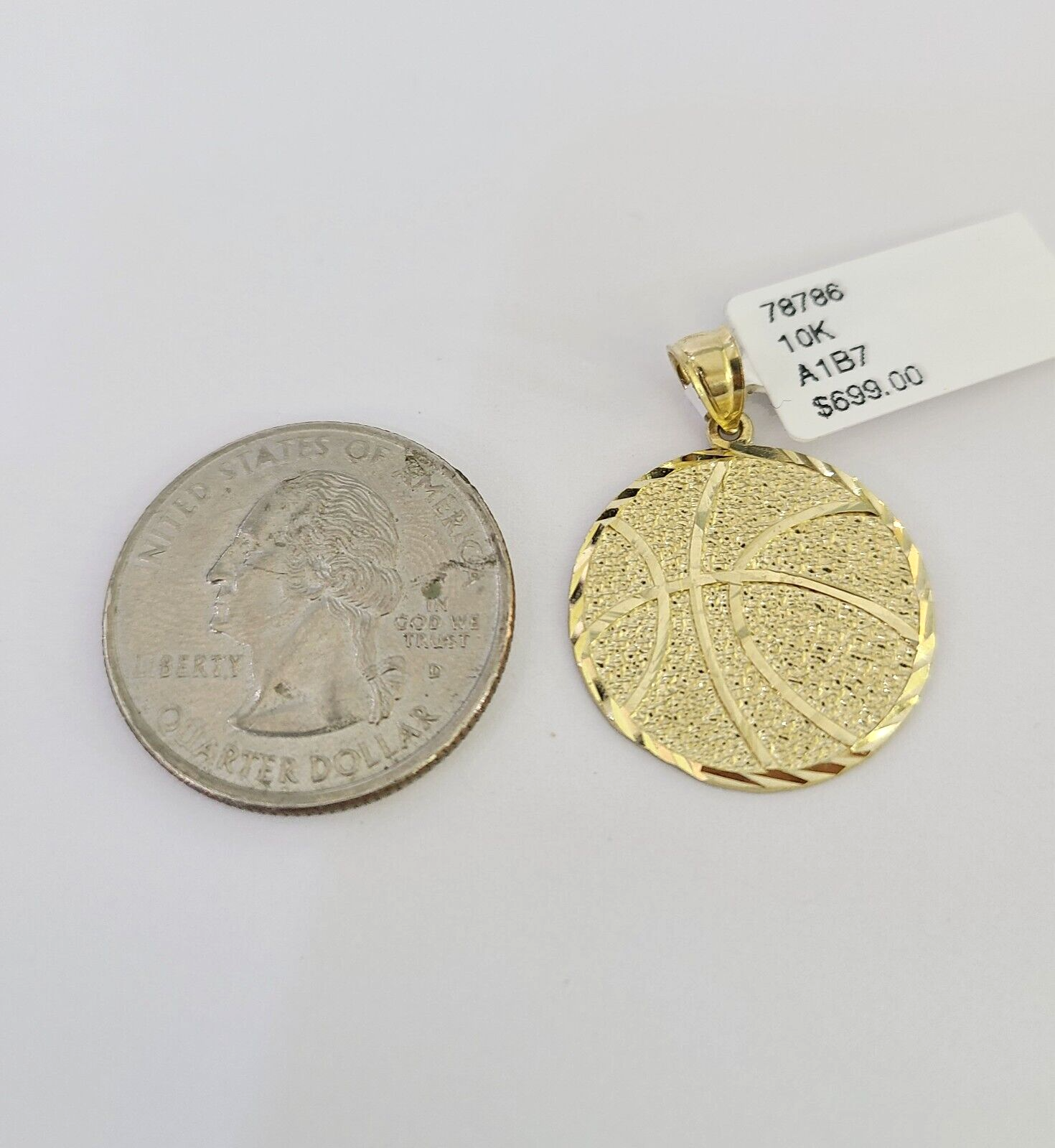 10k Solid Gold Cuban Curb Chain Basket Ball Pendant 2mm 18"-24" SET Necklace