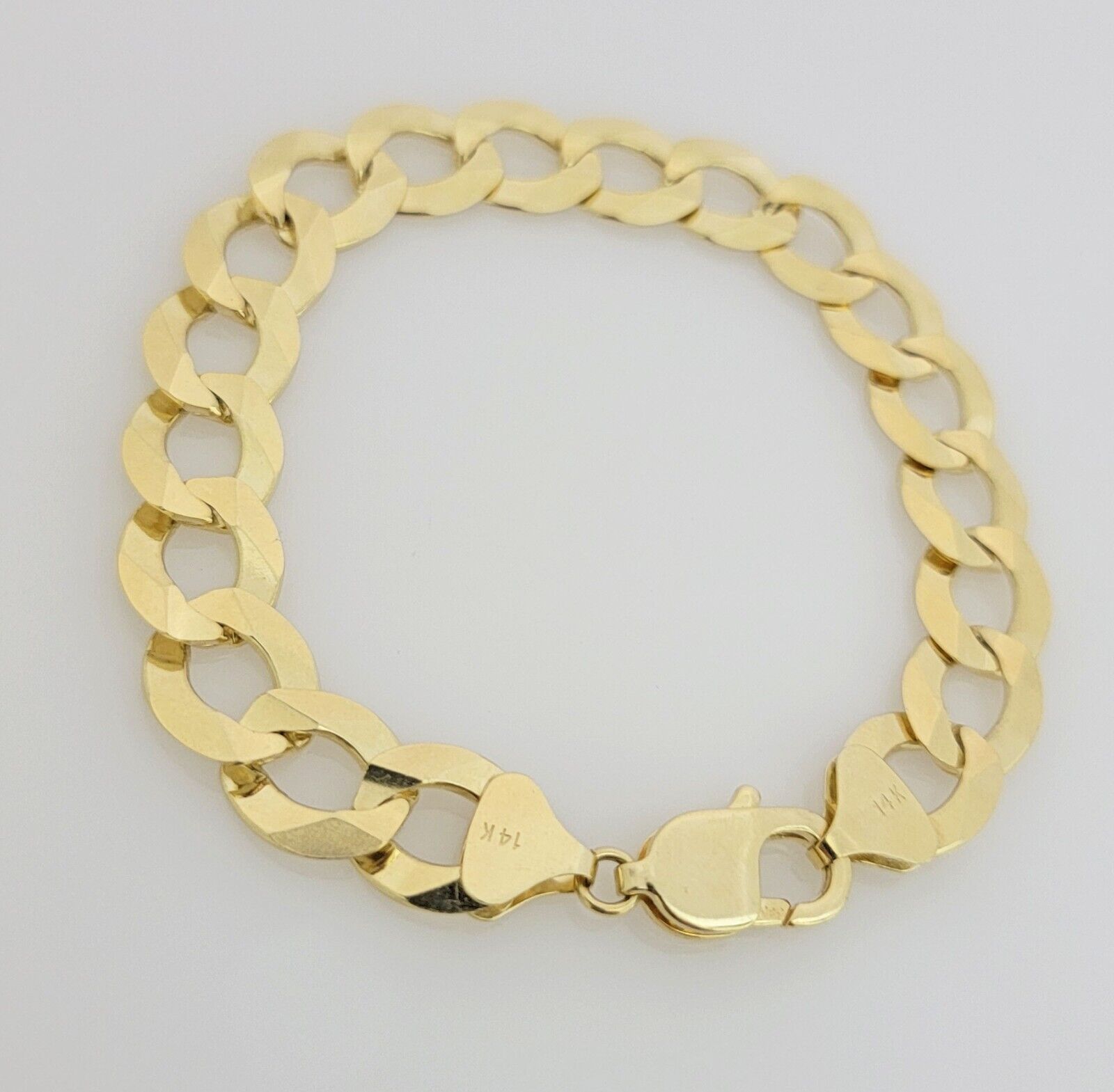14k Yellow Gold Bracelet Cuban Curb Link 9 Inch 12mm Thick SOLID REAL 14kt Men's