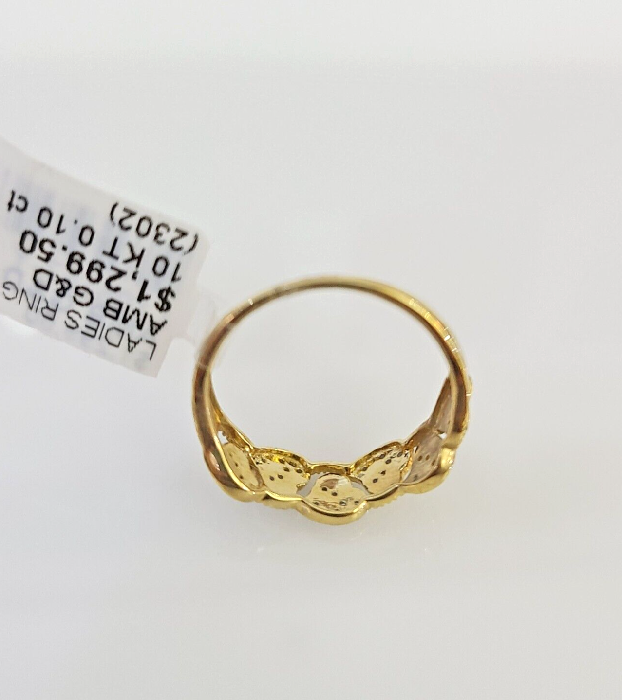 Real 10k Hearts Diamond Ladies Ring Women Casual 10Kt Yellow Gold All Sizes