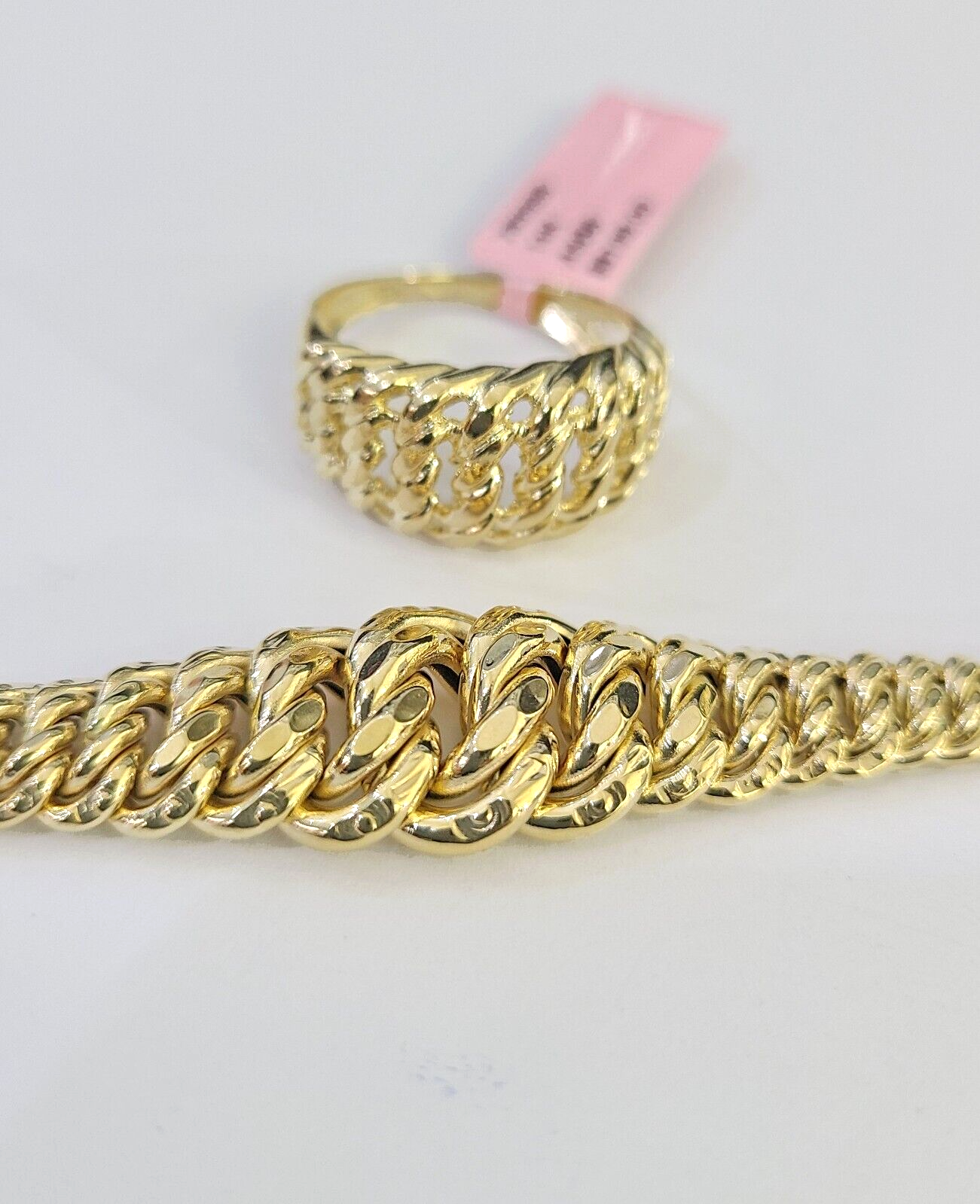 14K Gold Princesa Ring Bracelet 7.5" 7mm Real Yellow SET Flat Byzantine 14Kt All Sizes