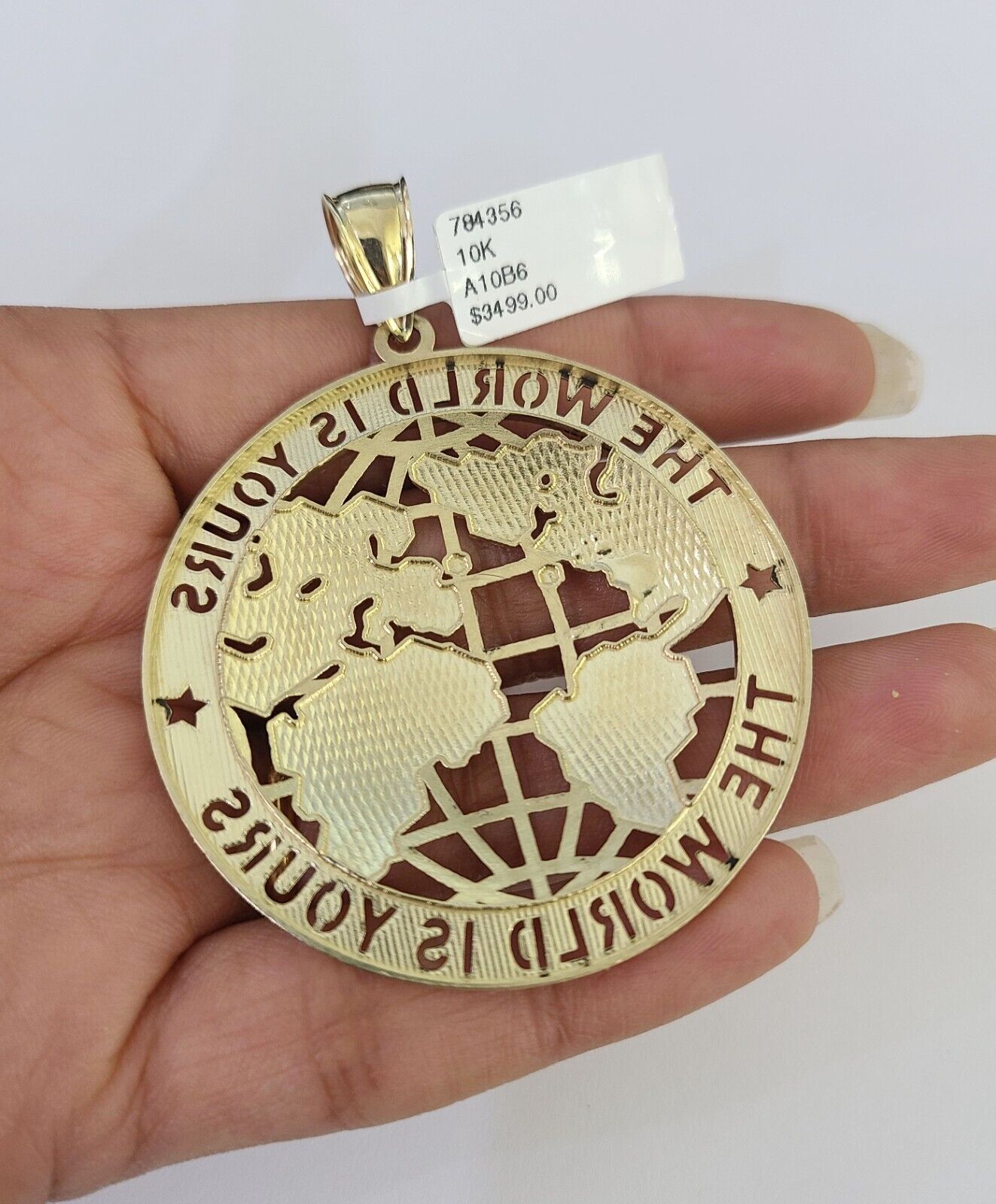 10K Miami Cuban Link Chain World is Yours Pendent Charm 6mm 20"-30" Necklace
