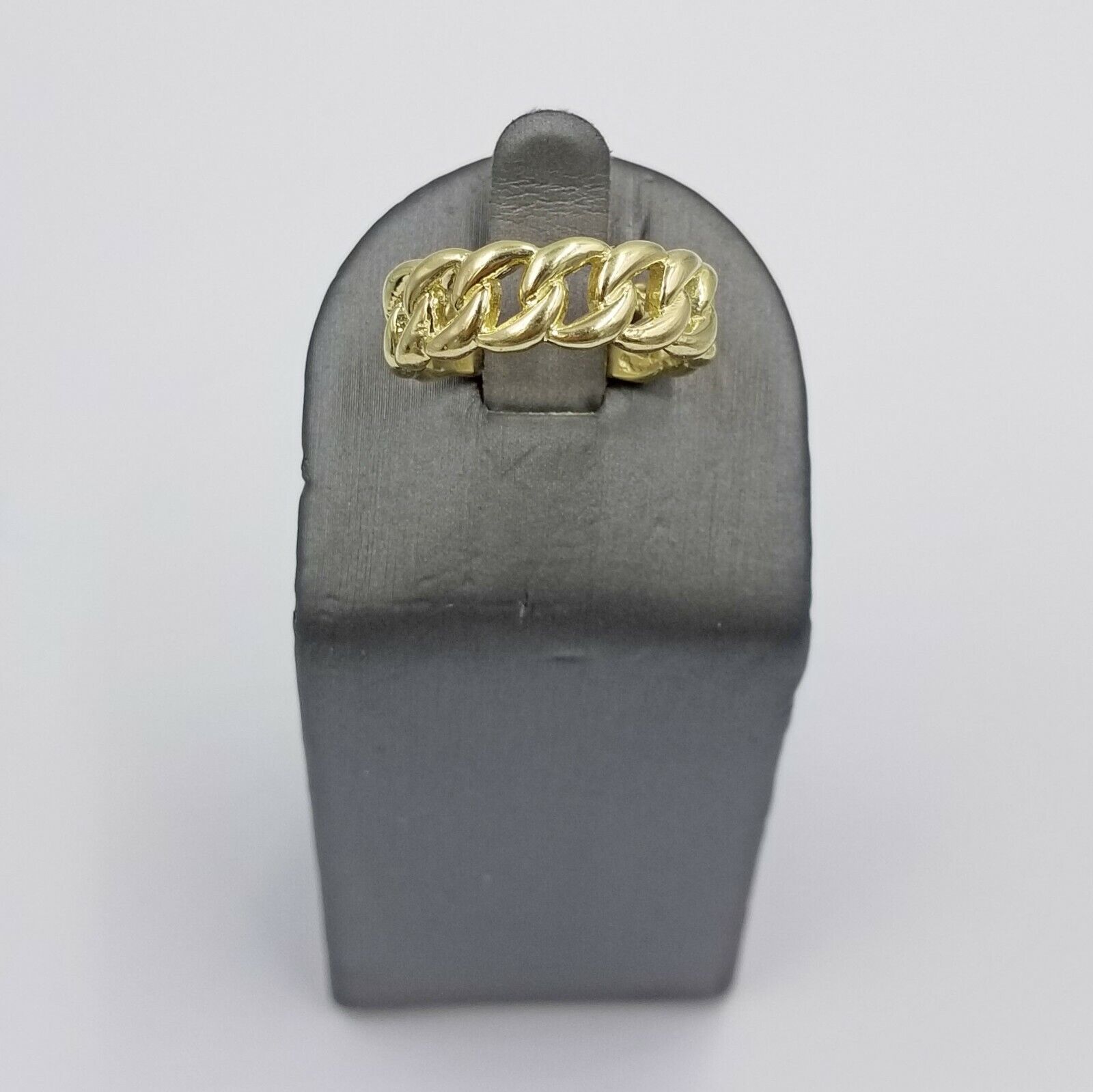 REAL 10K Yellow Gold Miami Cuban Ring Band Style Sizable Rings Men Women Pinky All Sizes