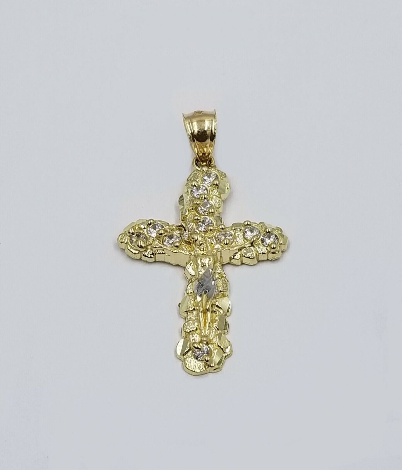 10k Yellow Gold Crucifix Cross Jesus Pendant Rope Chain 18" 20" 22" 24" 26