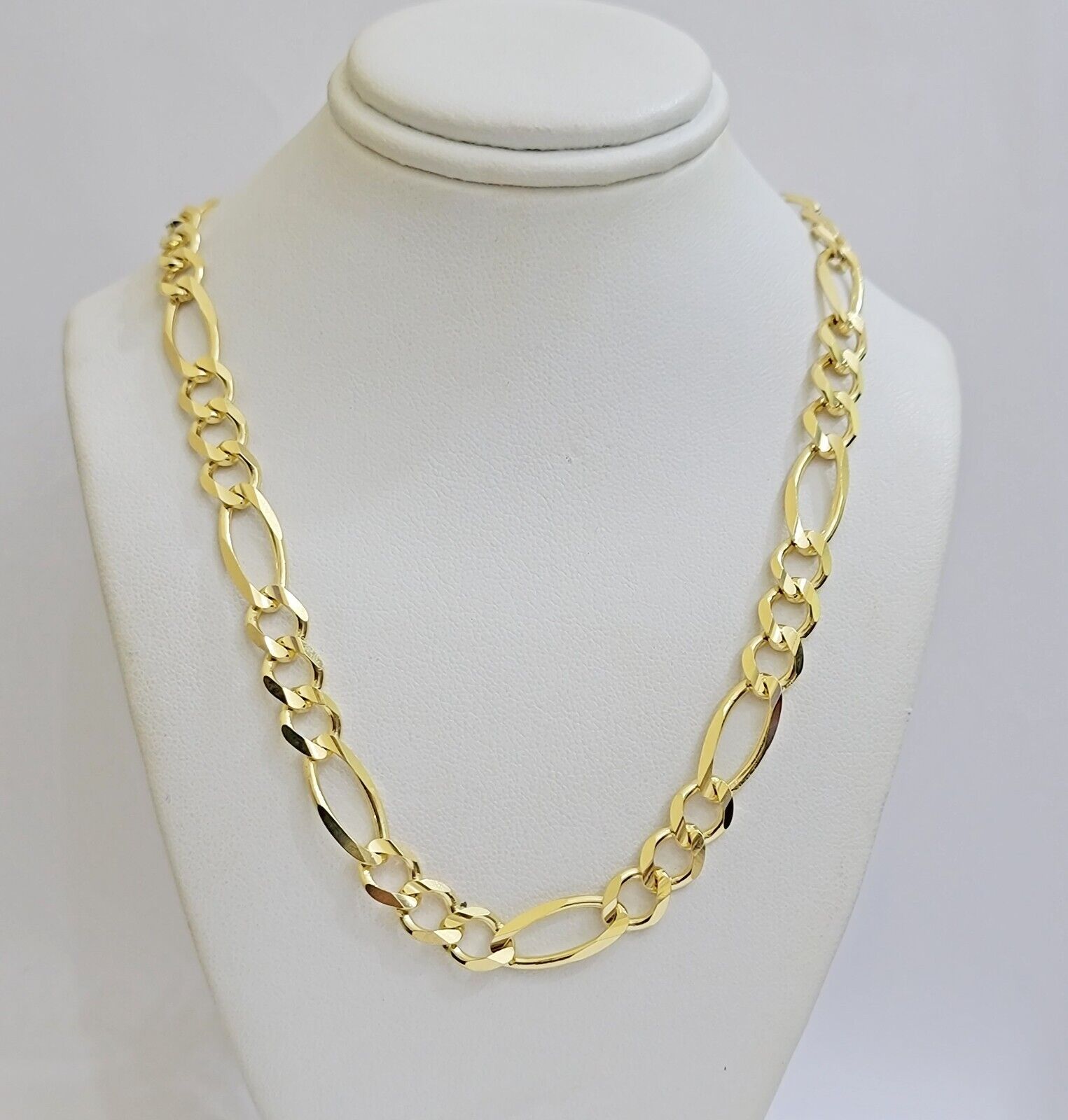 8mm Solid 14k Yellow Gold Figaro chain Necklace  24 Inch Men's REAL 14kt HEAVY