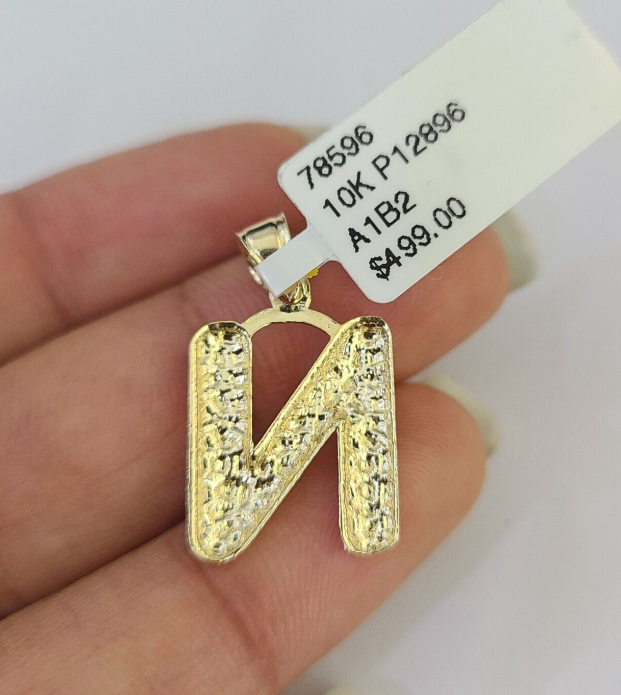 10k Gold Initial N Charm Rope Chain 16"-26" 2.5mm SET Necklace Alphabet Pendant
