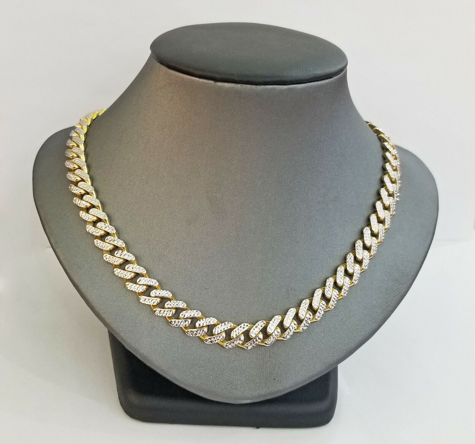 10k Real Gold Monaco Link Chain 22" diamond cut Men women necklace 10kt
