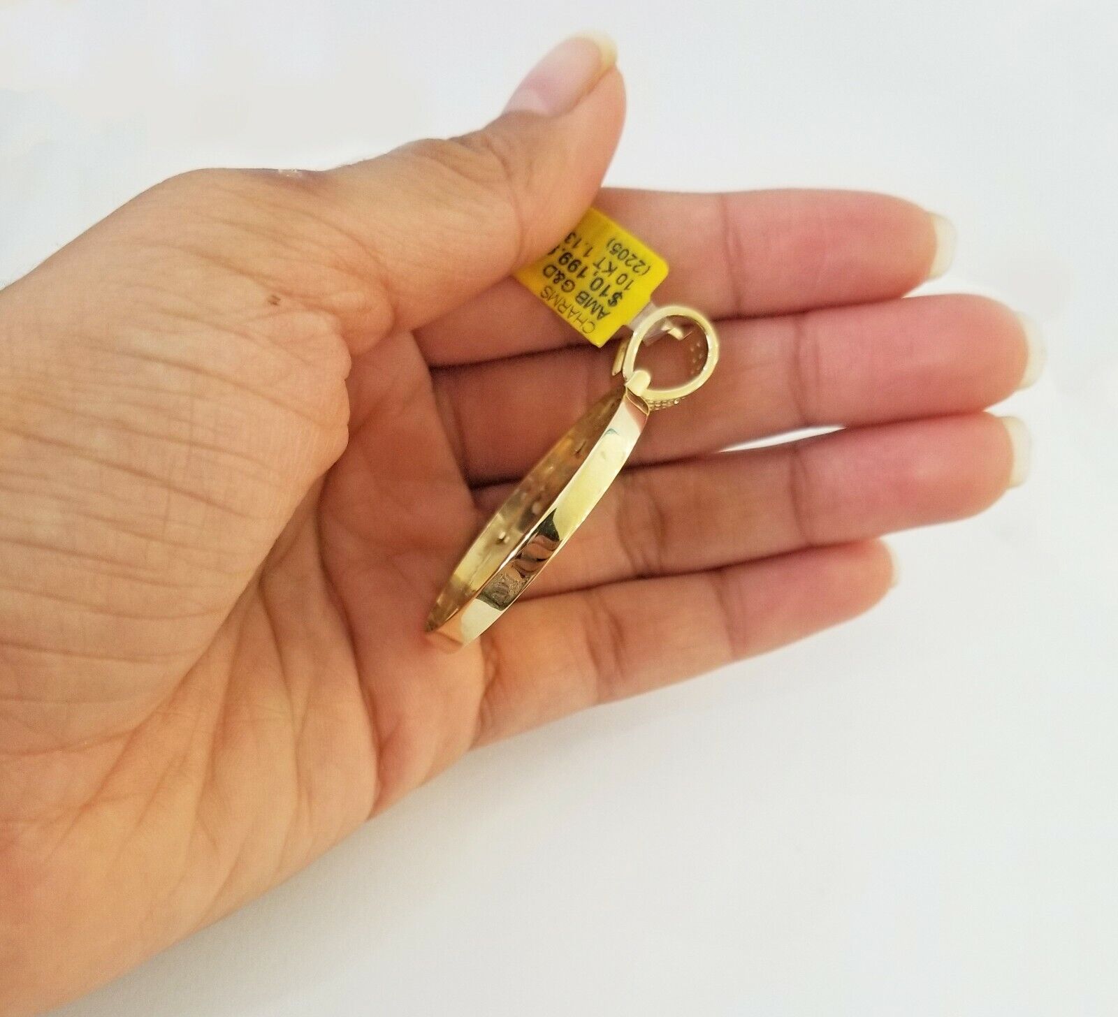 10k Yellow Gold Memory Pendant Charm 1.13CT 2Inch 10kt Real Round Diamond