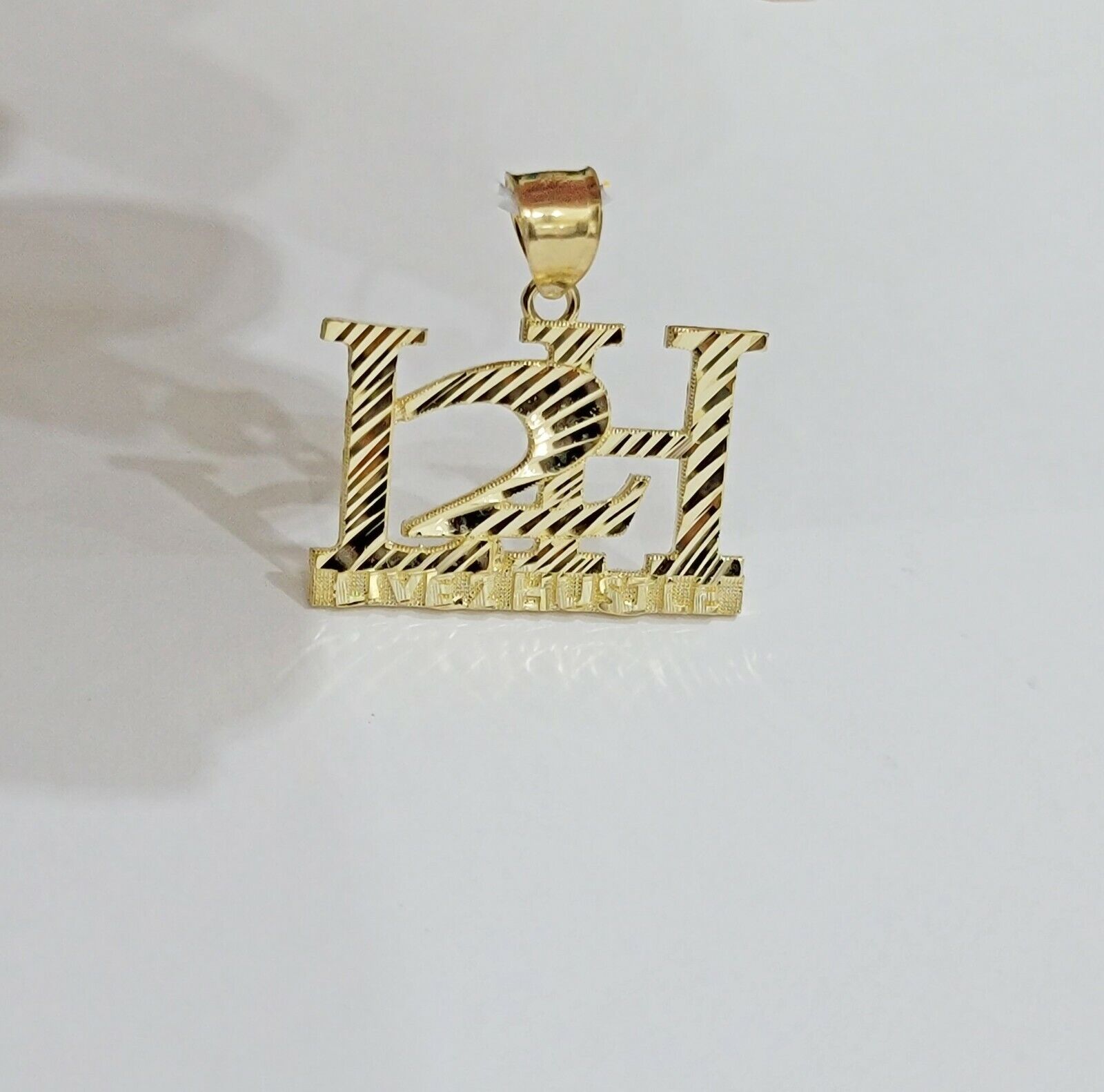 Real 10k Yellow gold charm Pendant LIVE TO HUSTLE 10kt gold