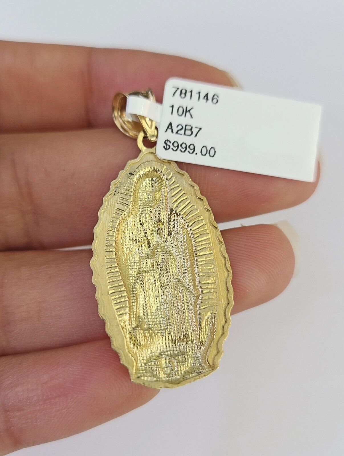 10k Miami Cuban Chain Virgin Mary Charm Set 4mm 18"-28" Necklace Yellow Gold