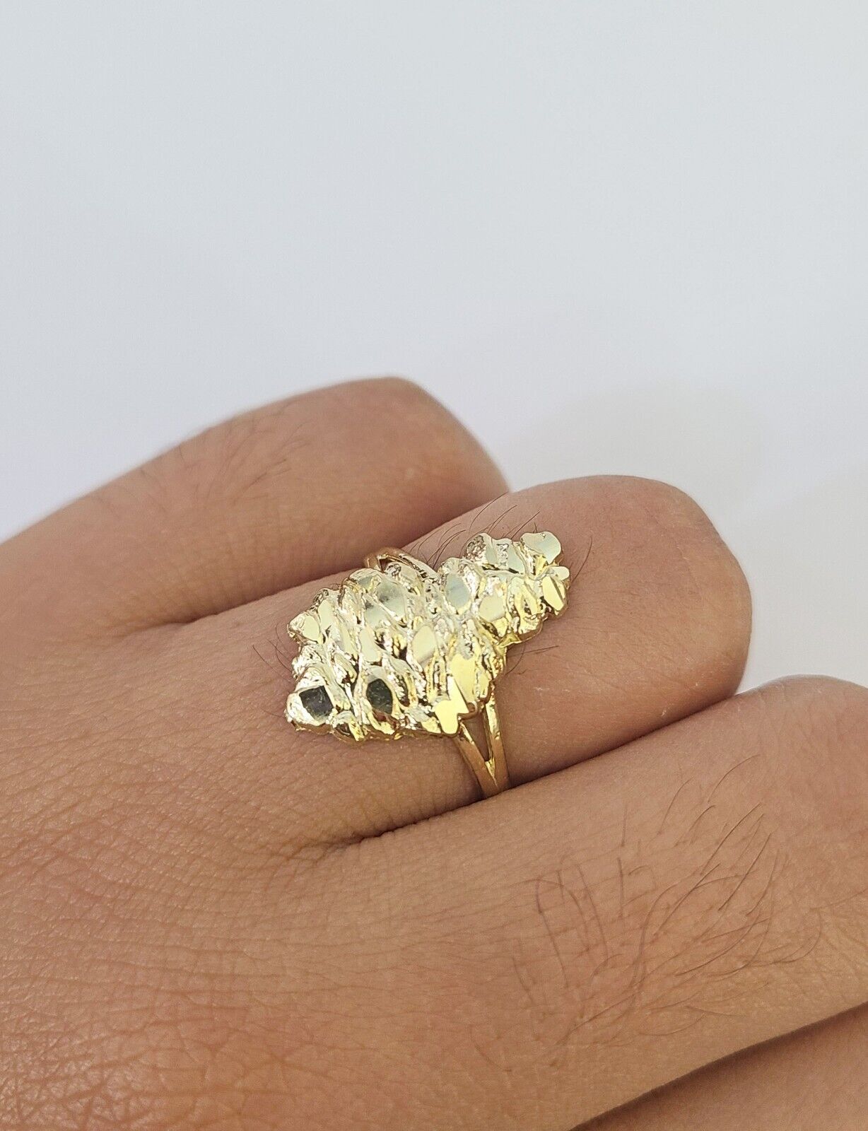 Real 10k Nugget Ring Yellow Gold Casual Ring 10kt Genuine All Sizes