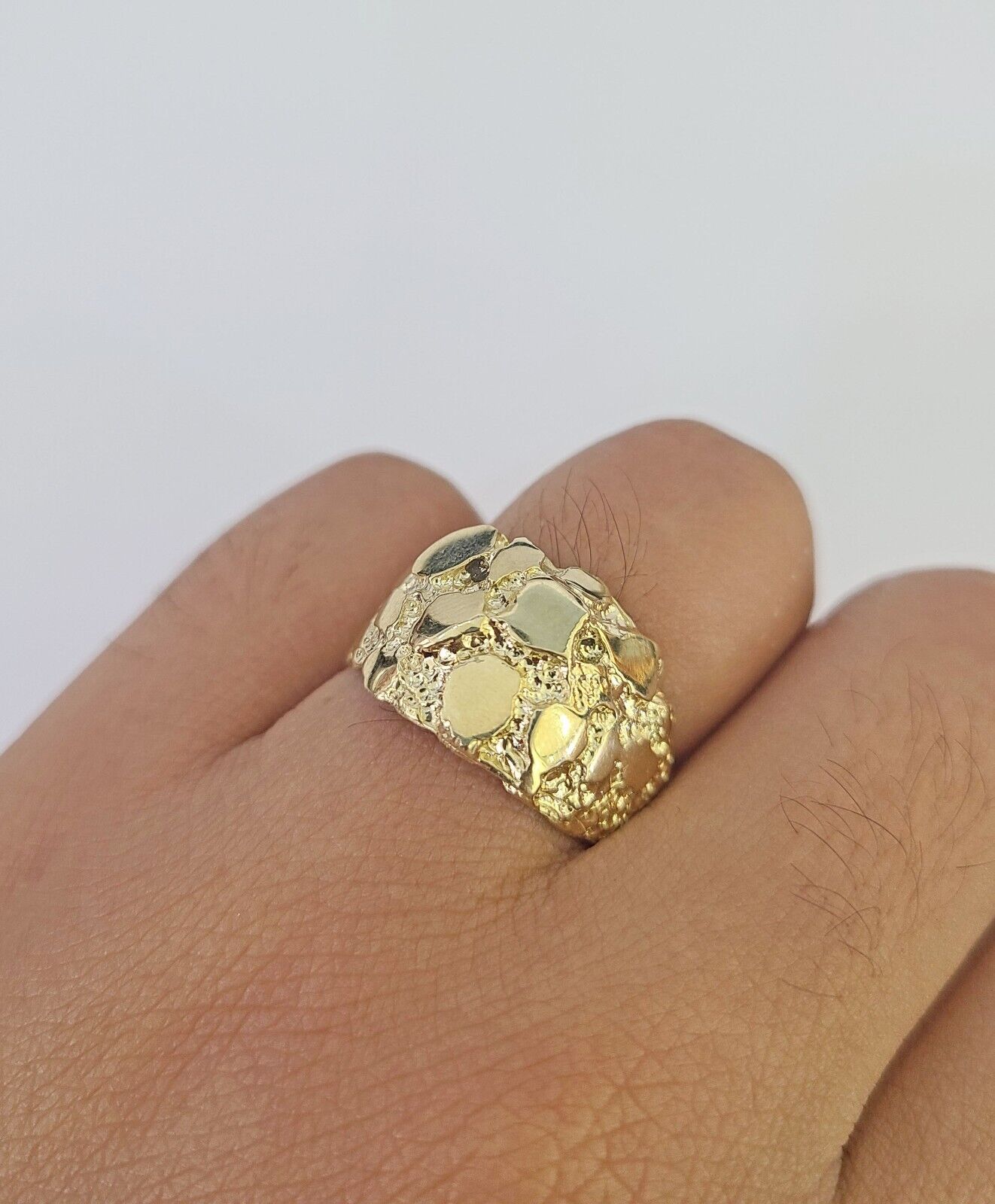 Real 10k Nugget Ring Yellow Gold Casual Ring 10kt Genuine All Sizes