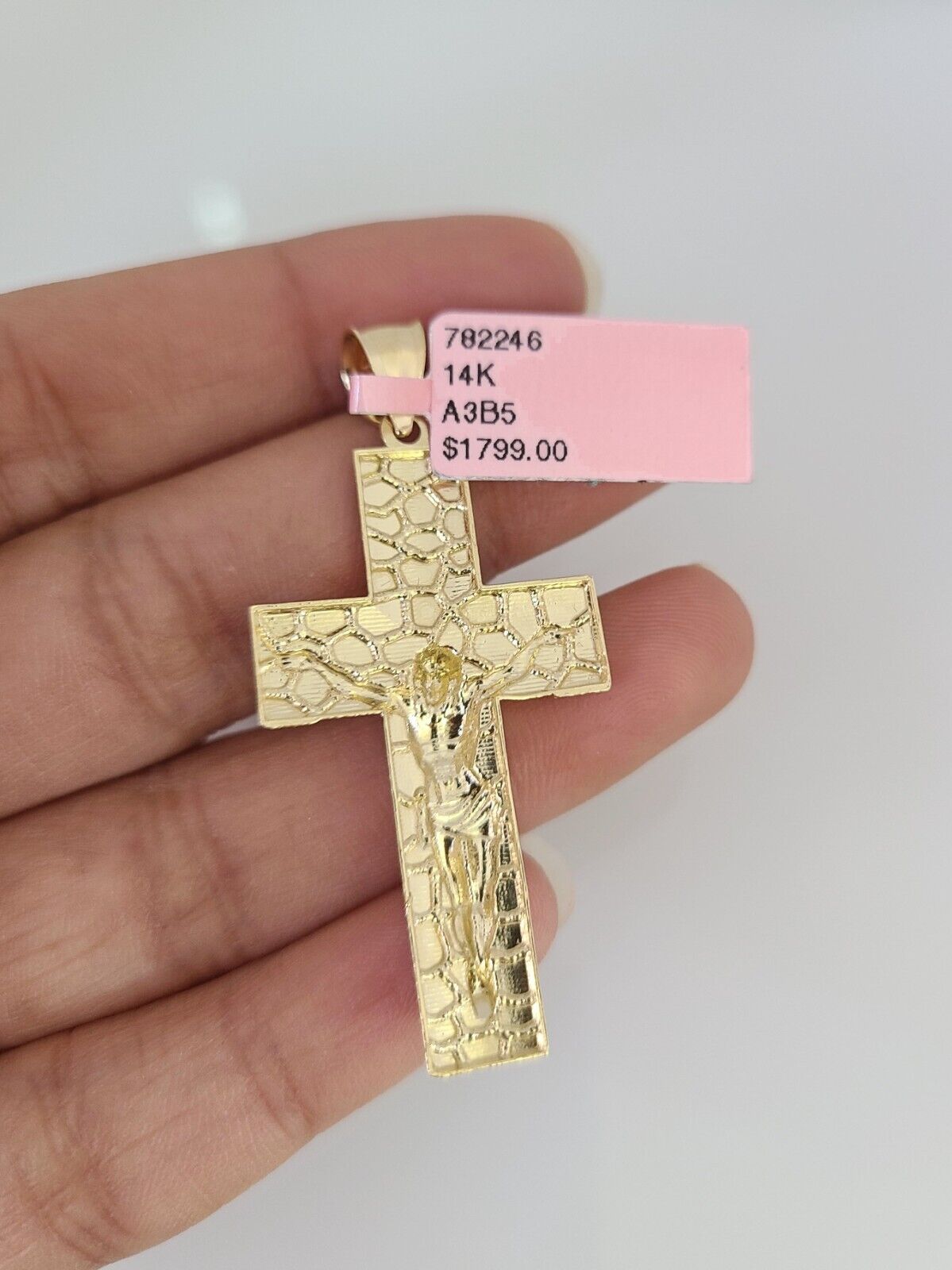 14k Gold Rope Chain Necklace Set 6mm Nugget Cross Charm Pendant 18"-28" inch