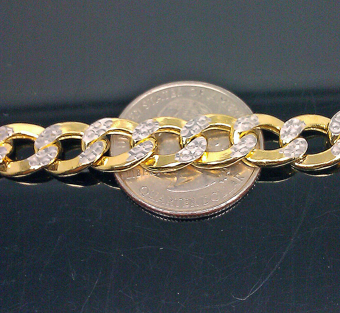 10K Yellow Gold Cuban Curb Link Bracelet Diamond Cuts 8" 8mm