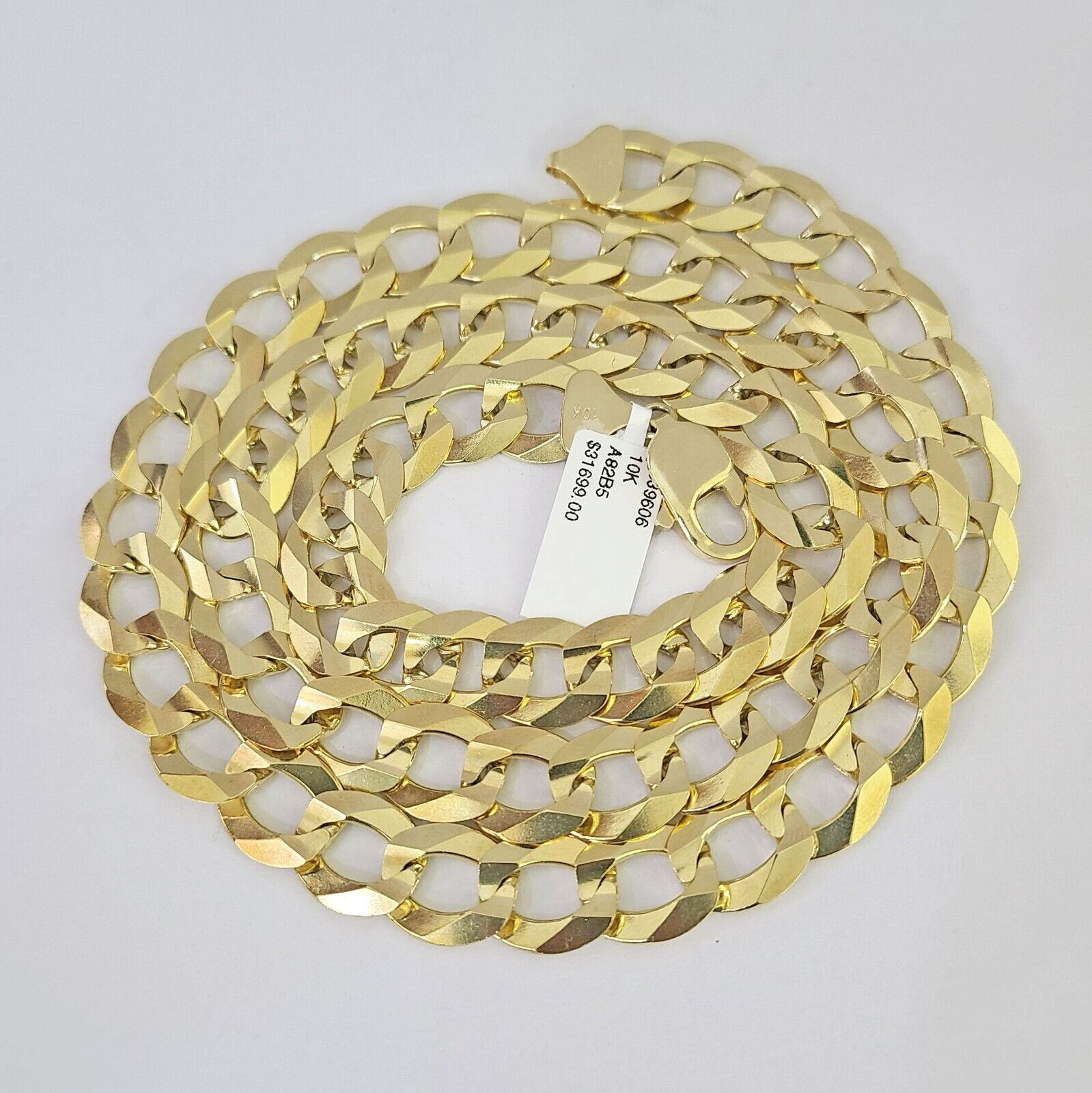 10k Solid Gold Cuban Curb Link Chain 12mm 28" Real Yellow Gold Real Necklace