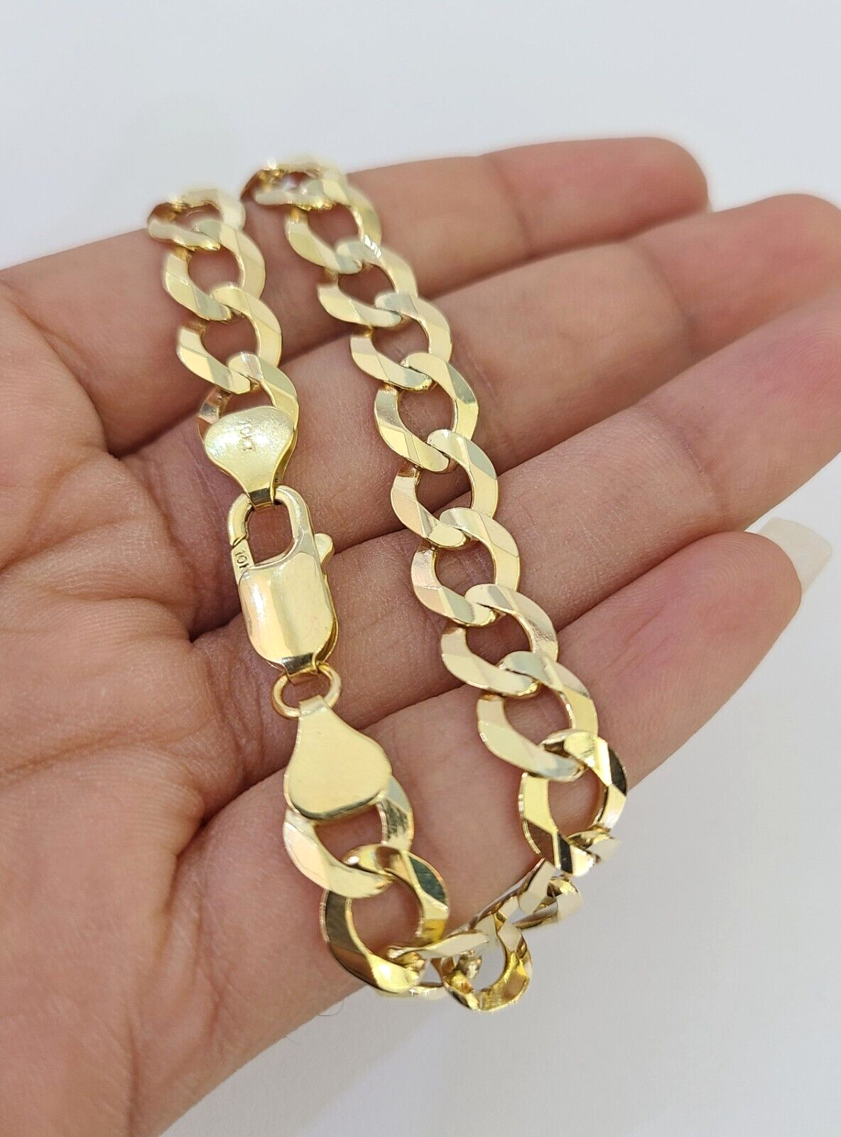 10k Solid Cuban Curb Link Bracelet Gold 8mm 8 Inches Real Yellow Gold