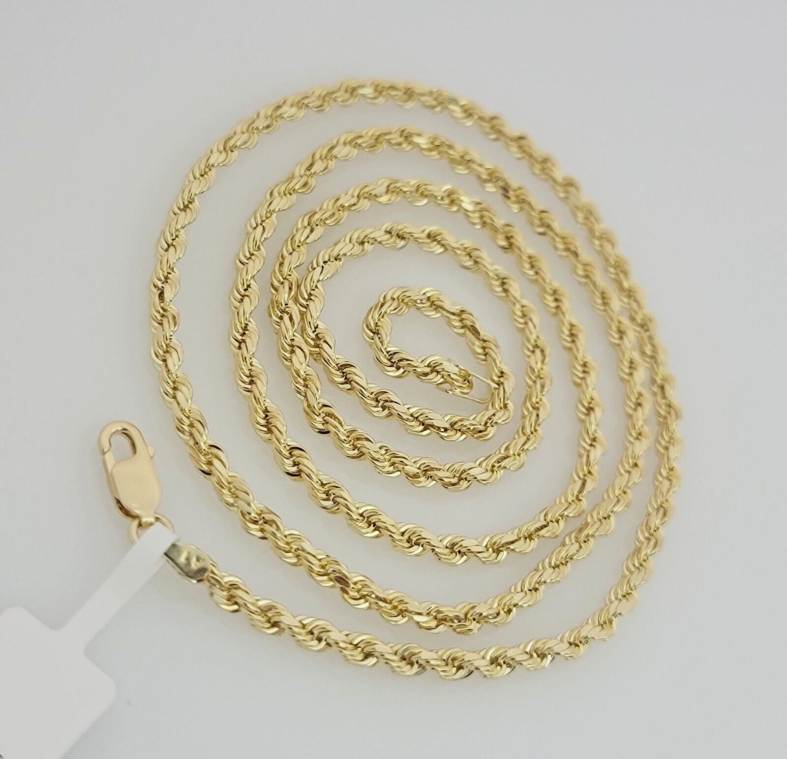 10K Yellow Gold Rope Chain Necklace 3mm 26 Inch REAL 10kt Diamond Cut For Mens