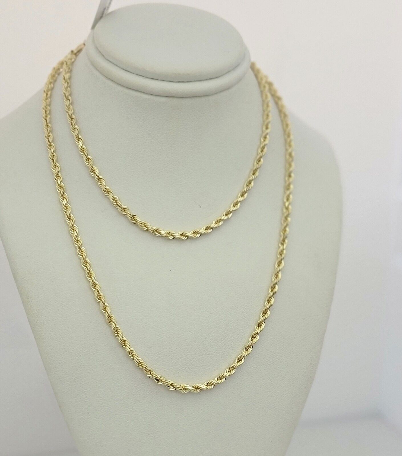10K Yellow Gold Rope Chain Necklace 3mm 26 Inch REAL 10kt Diamond Cut For Mens