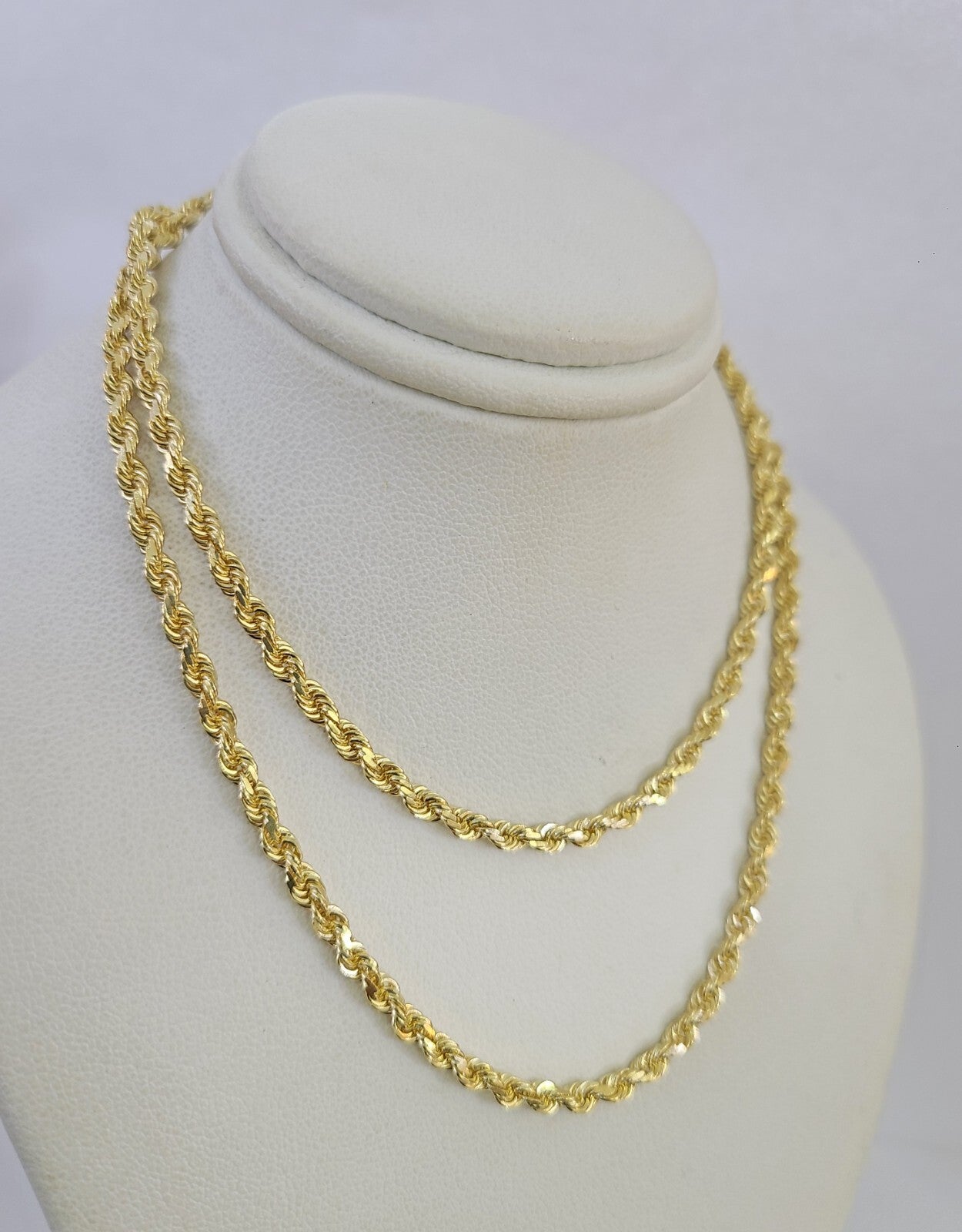 Real 18k Rope Chain Necklace 22 Inches 3mm Yellow Gold Men Women 18KT SOLID
