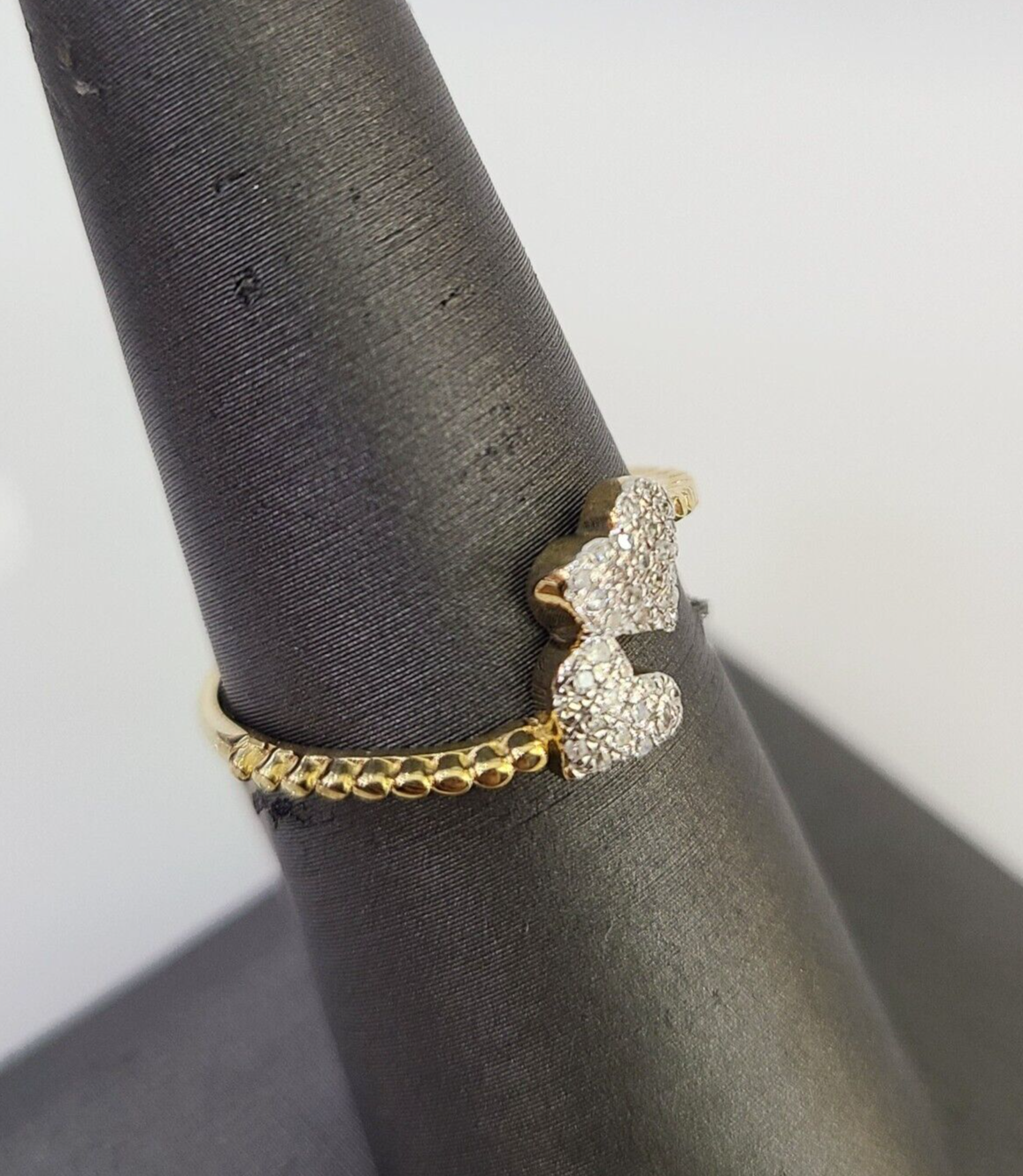 Real 10k Hearts Diamond Ladies Ring Women Casual 10Kt Yellow Gold All Sizes