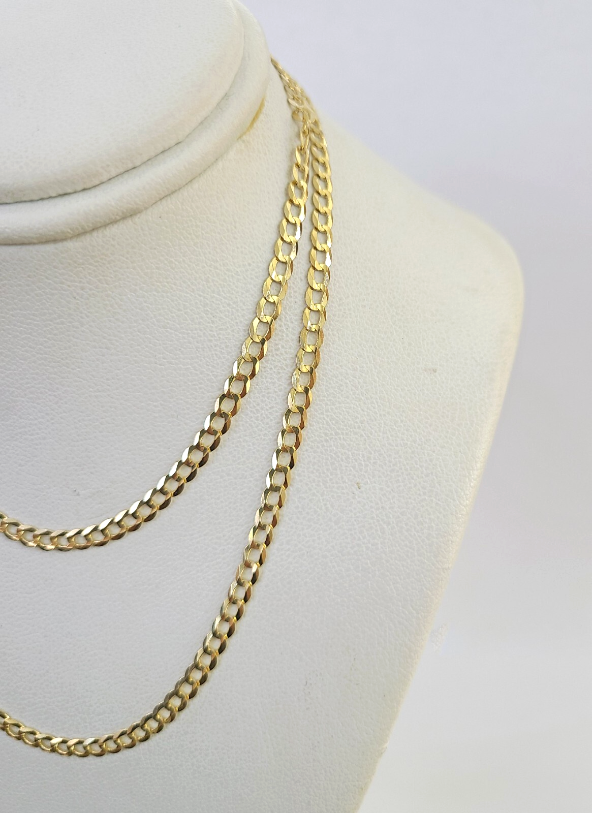 Real 18kt Cuban Curb Chain Necklace 3mm 22 Inch Yellow Gold Men Women SOLID