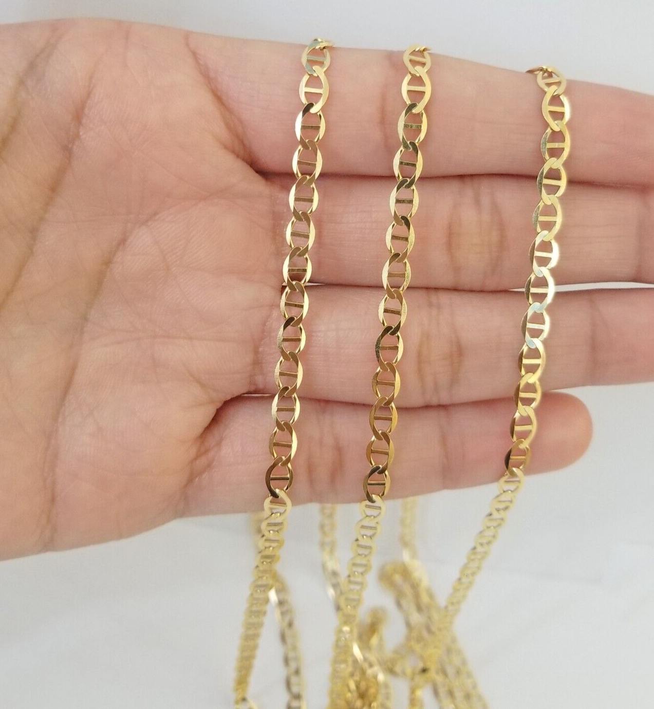 Real 10k Yellow Gold Mariner Anchor Link Chain 22" Inch 4mm Necklace