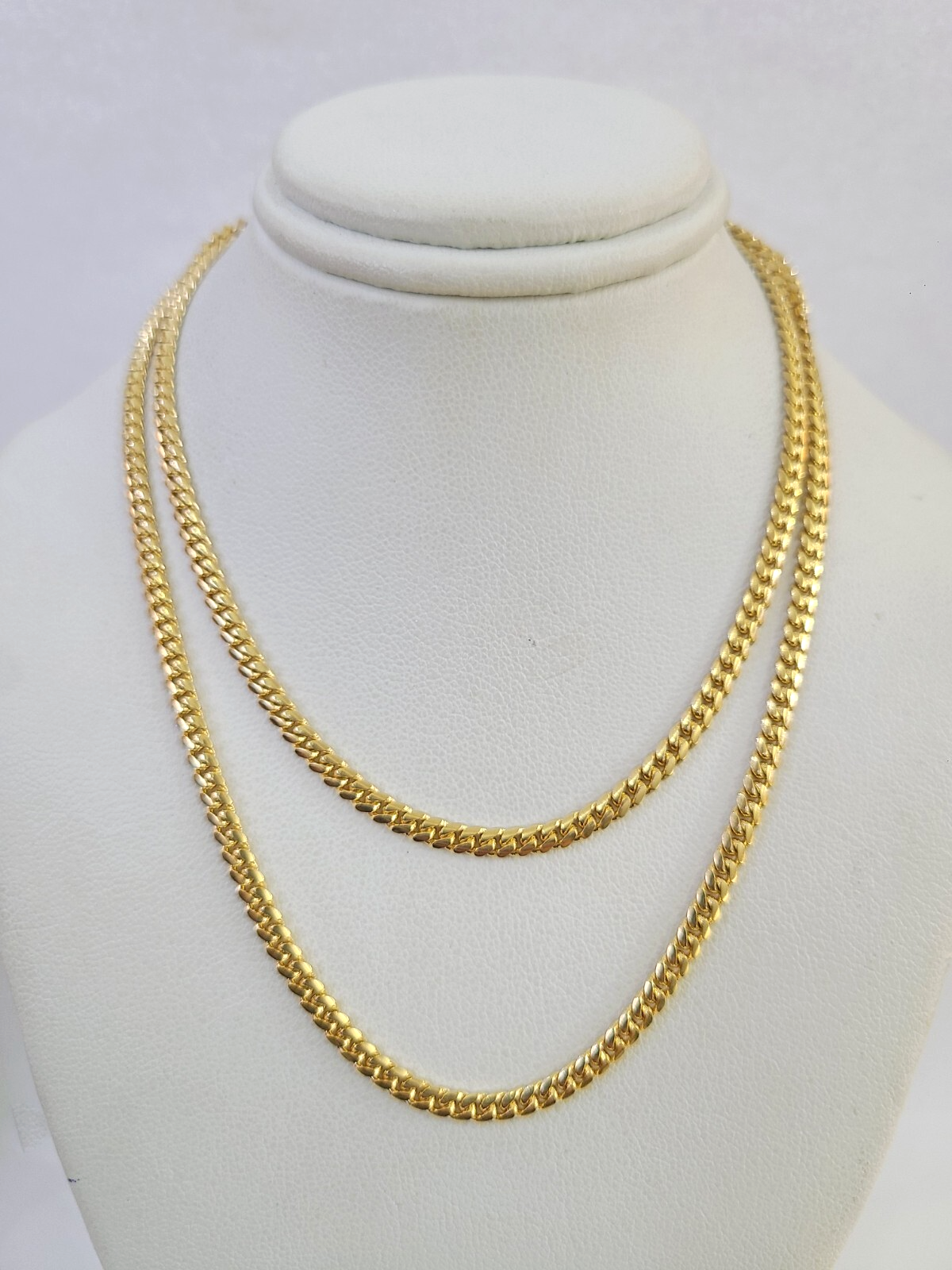 Real 18kt Miami Cuban Chain Necklace 3mm 24 Inch Yellow Gold Men Women SOLID 18k