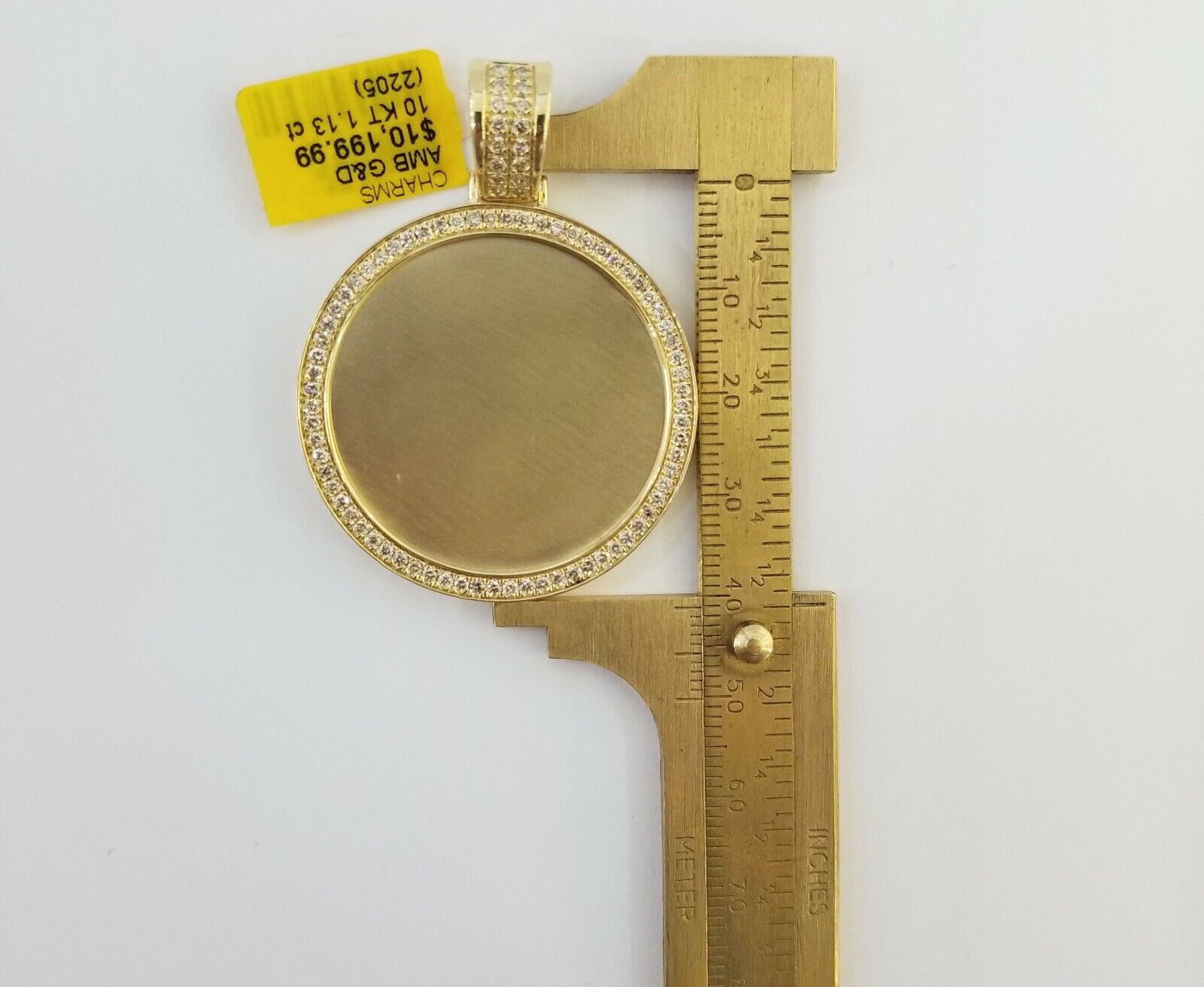 10k Yellow Gold Memory Pendant Charm 1.13CT 2Inch 10kt Real Round Diamond