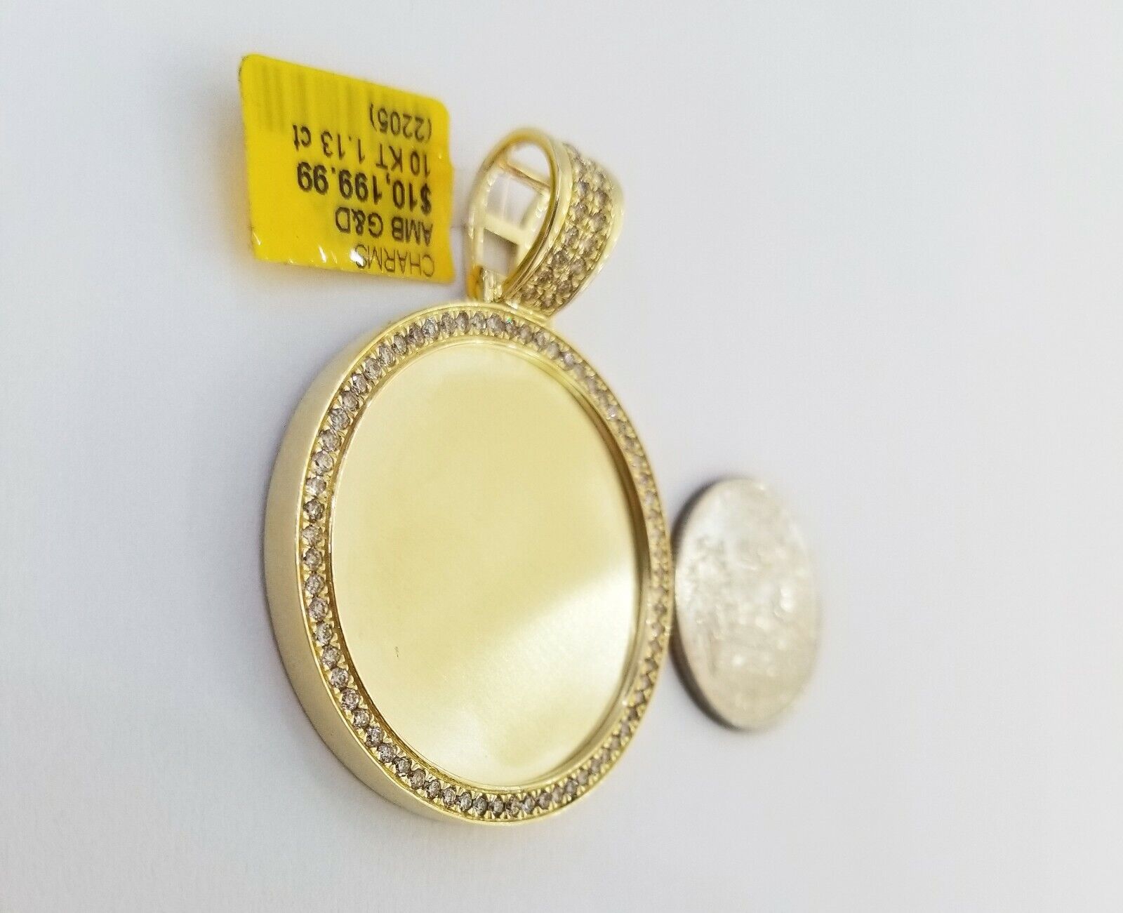 10k Yellow Gold Memory Pendant Charm 1.13CT 2Inch 10kt Real Round Diamond