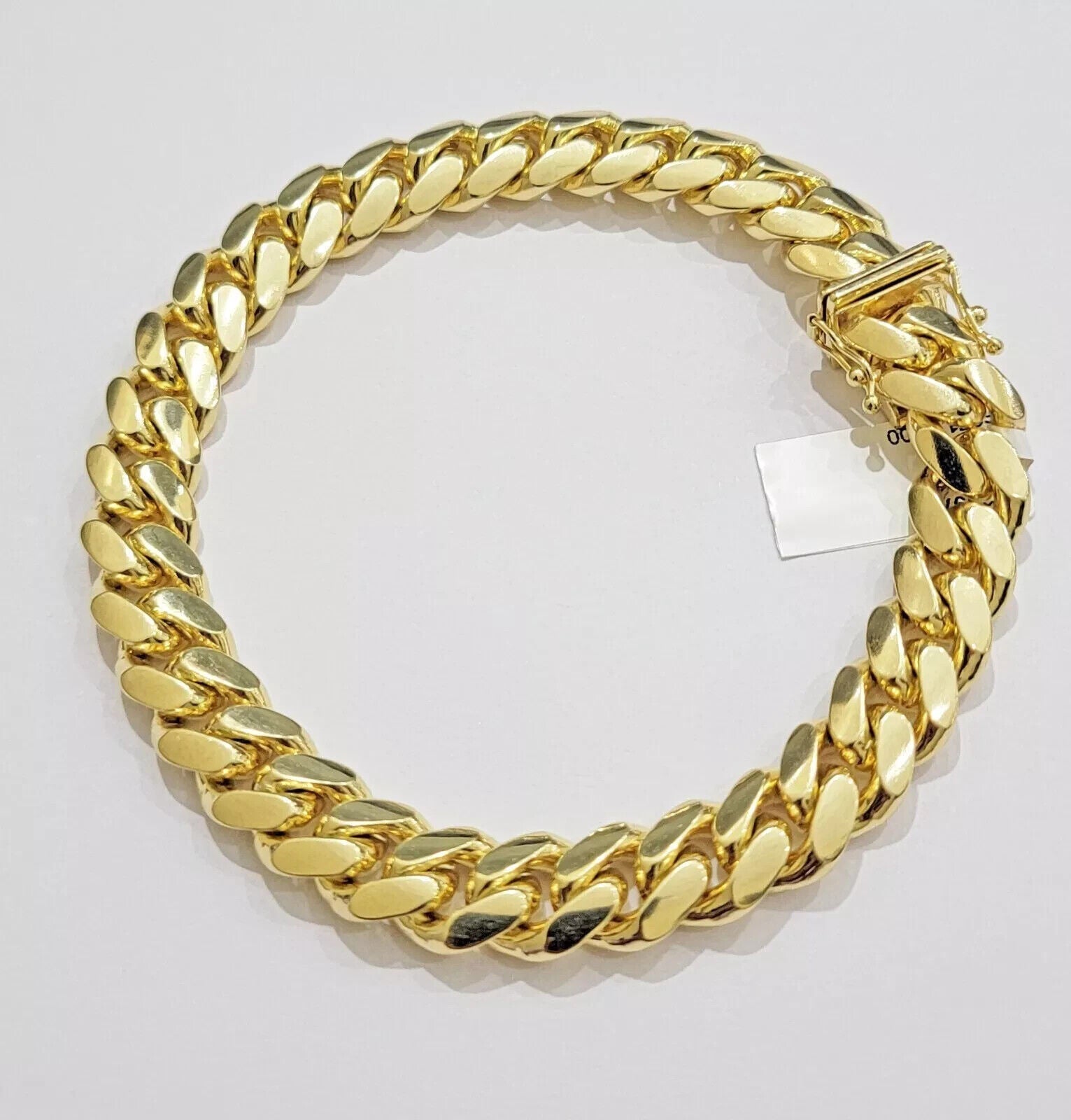10mm Miami Cuban Link Bracelet 9 Inch Solid 14k Yellow Gold Box Lock REAL 14kt