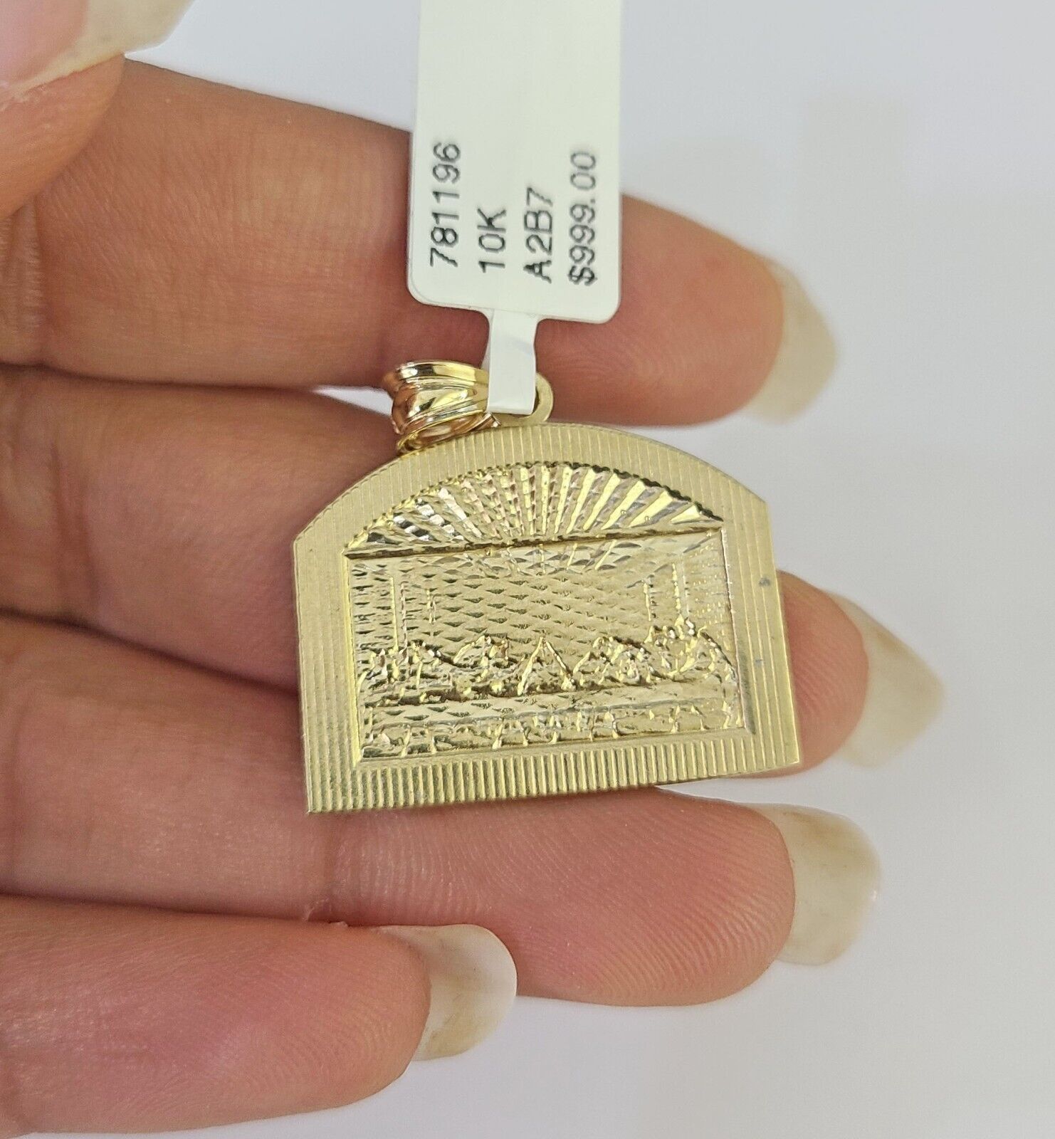 10K Gold Franco Chain Last Supper Charm Pendant 20-26 inches 2.5mm REAL Yellow