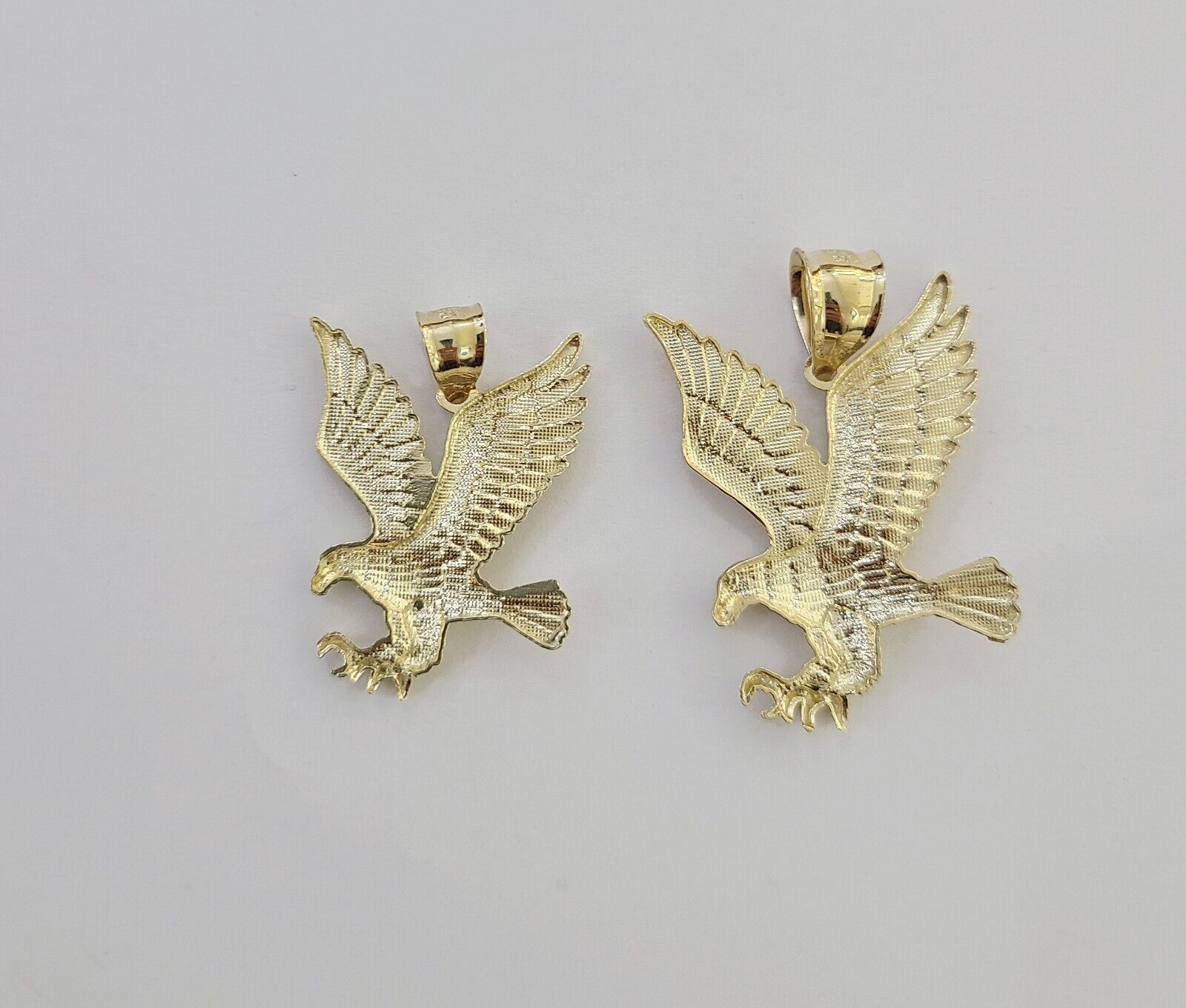 10K Yellow Gold Flying Eagle Charm 1 - 2" Inch Bird Pendent Real 10kt