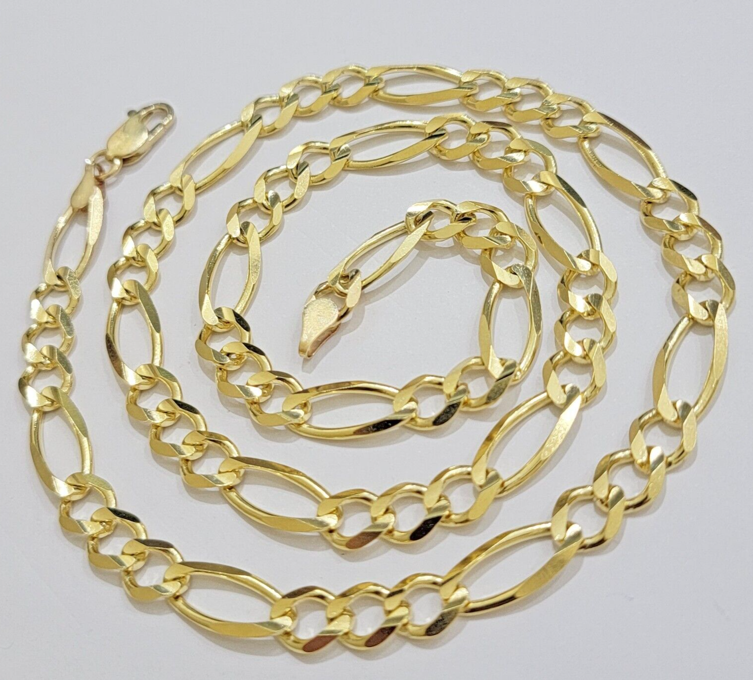 8mm Solid 14k Yellow Gold Figaro chain Necklace  24 Inch Men's REAL 14kt HEAVY