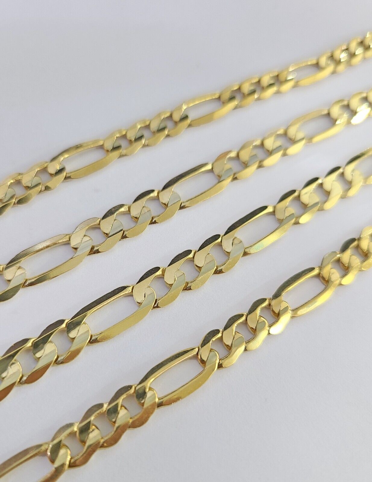 10K Solid Figaro Link Chain Necklace Yellow Gold 6mm 24" 26" 10kt