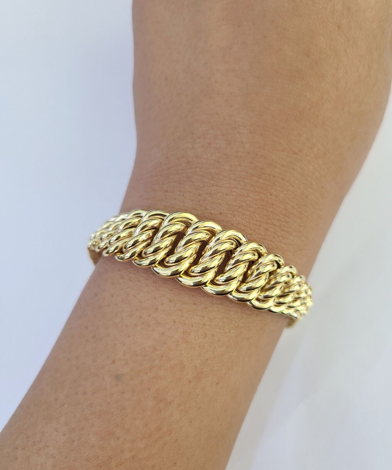 14K Gold Princesa Ring Bracelet 7.5" 7mm Real Yellow SET Flat Byzantine 14Kt All Sizes