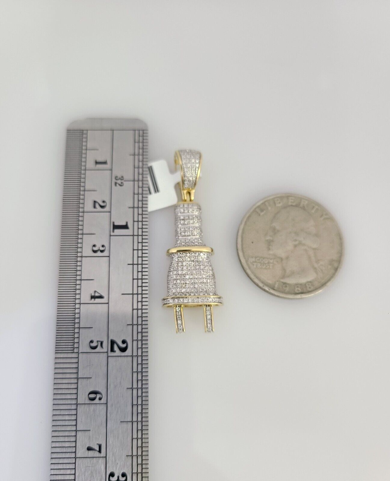 10K Solid Gold Miami Cuban Chain SET Diamond Plug Charm 18"-26" 2.5mm Necklace