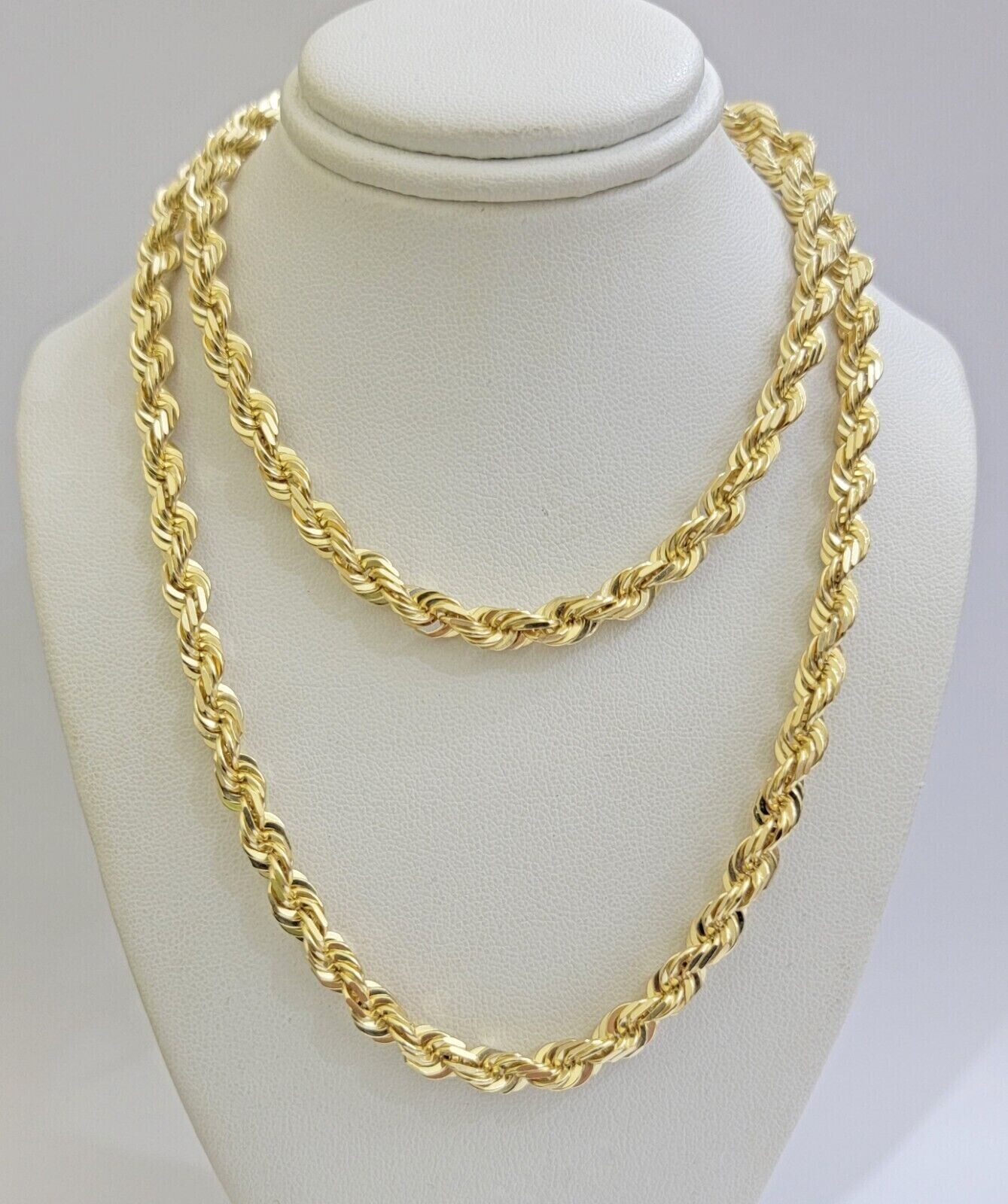 6mm 10k Gold Rope Chain Necklace 22 Inch Mens REAL 10kt Yellow Gold Strong SOLID - GoldenlinQ