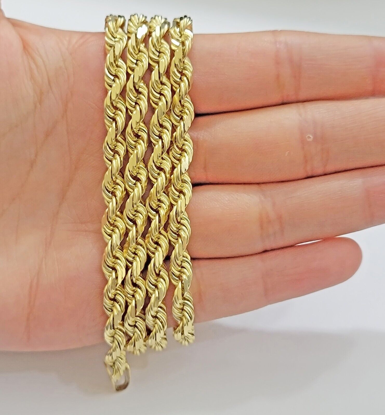 6mm Rope Chain Necklace 10k Yellow Gold Solid 20" Dimond Cut GURANTEED REAL GOLD - GoldenlinQ