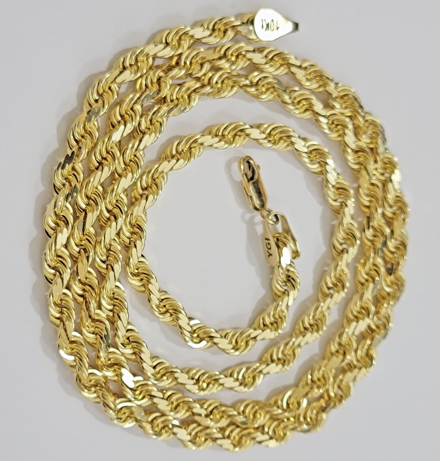 6mm Rope Chain Necklace 10k Yellow Gold Solid 26" Dimond Cut GURANTEED REAL GOLD - GoldenlinQ