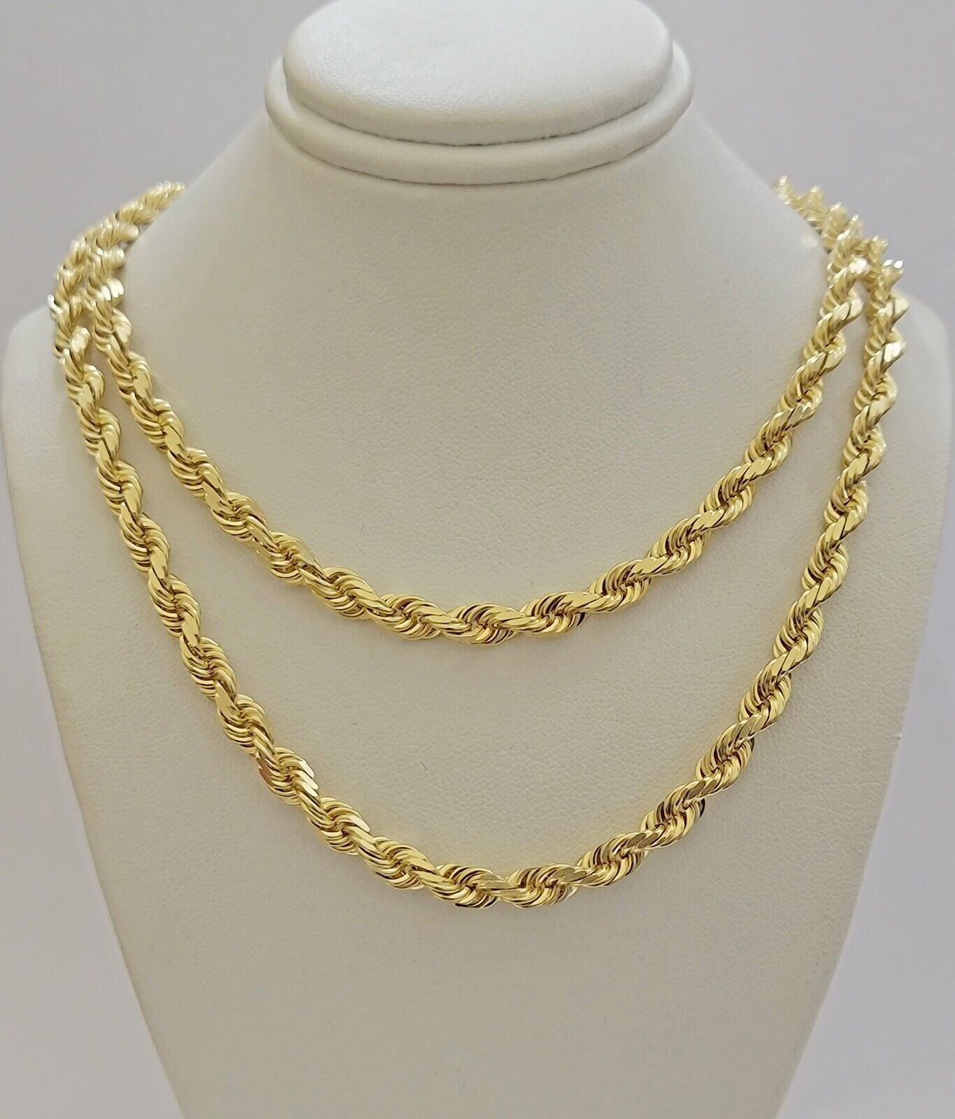 6mm Rope Chain Necklace 10k Yellow Gold Solid 26" Dimond Cut GURANTEED REAL GOLD - GoldenlinQ