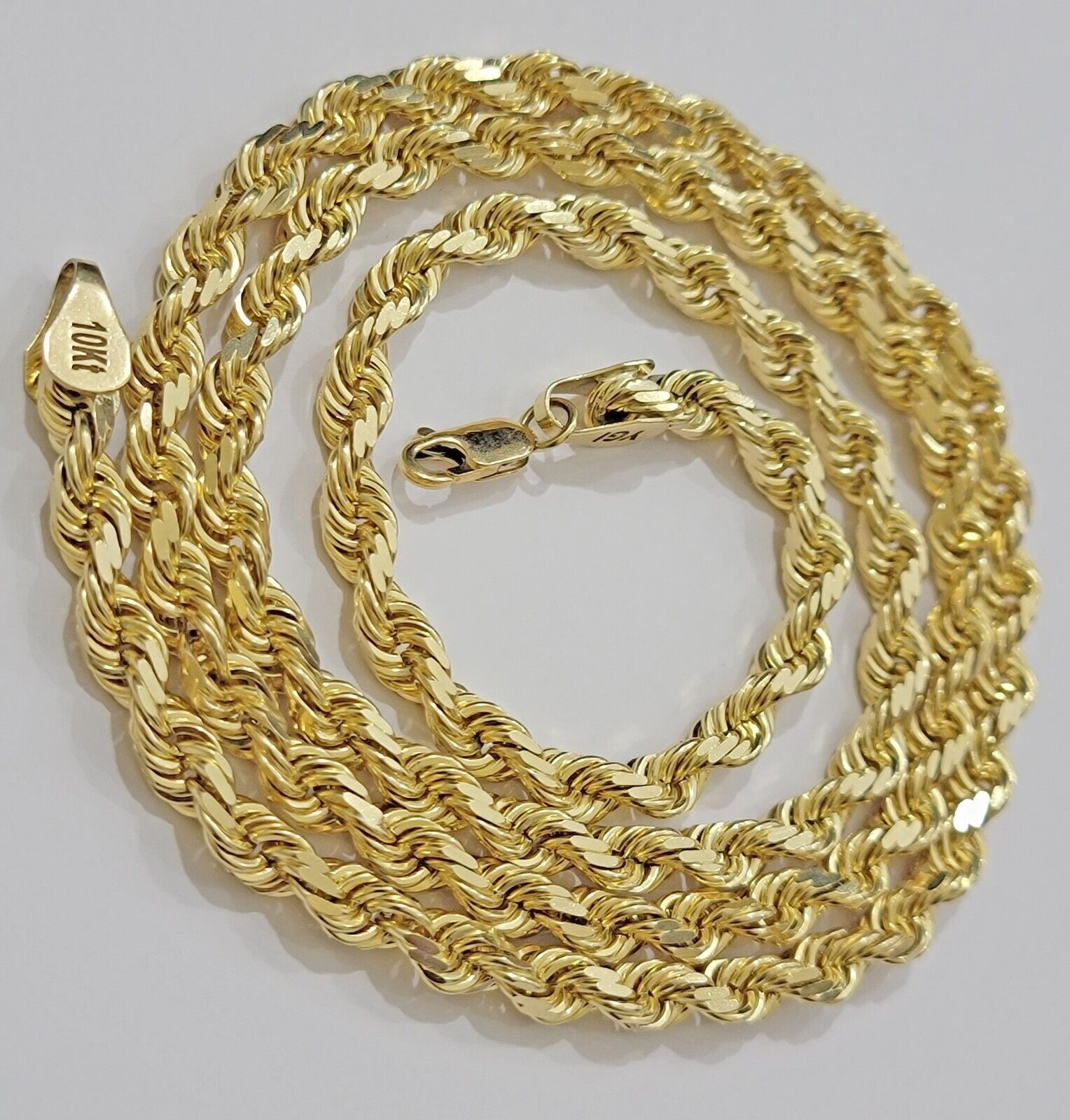 6mm Rope Chain Necklace 10k Yellow Gold Solid 26" Dimond Cut GURANTEED REAL GOLD - GoldenlinQ