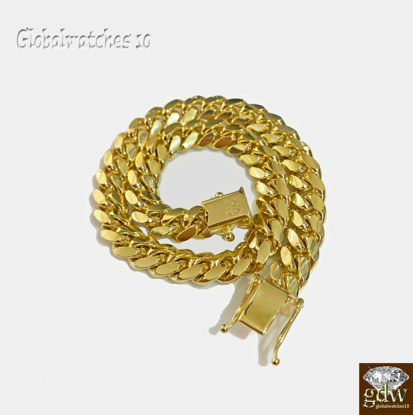 6mm Solid 10k Yellow Gold Miami Cuban Bracelet Box Lock strong Link 8 Inch Heavy - GoldenlinQ