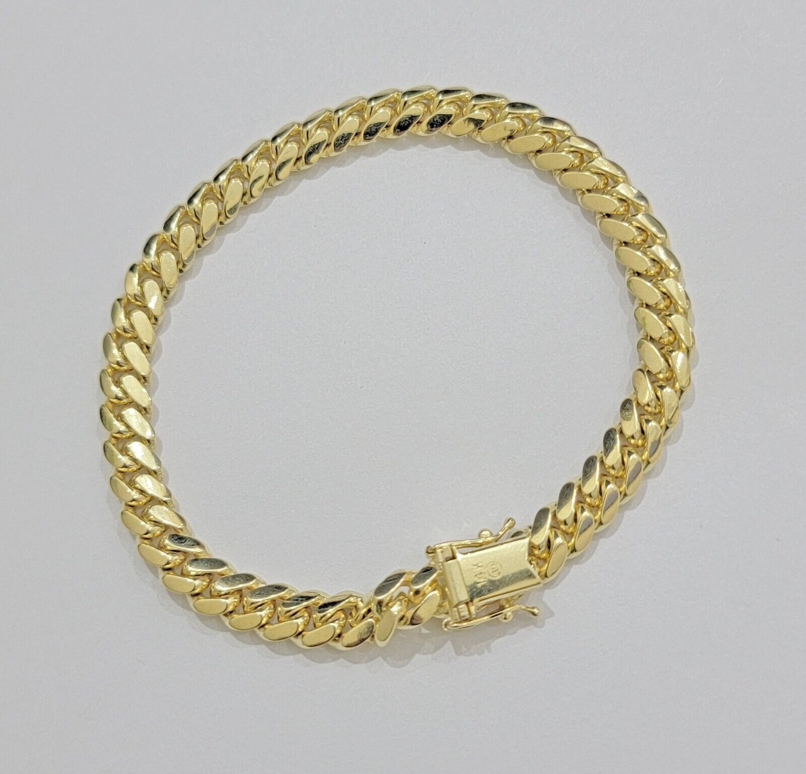 7mm 14k Gold Bracelet Miami Cuban Link 7" - 9 Inch Real 14kt Yellow Gold SOLID - GoldenlinQ